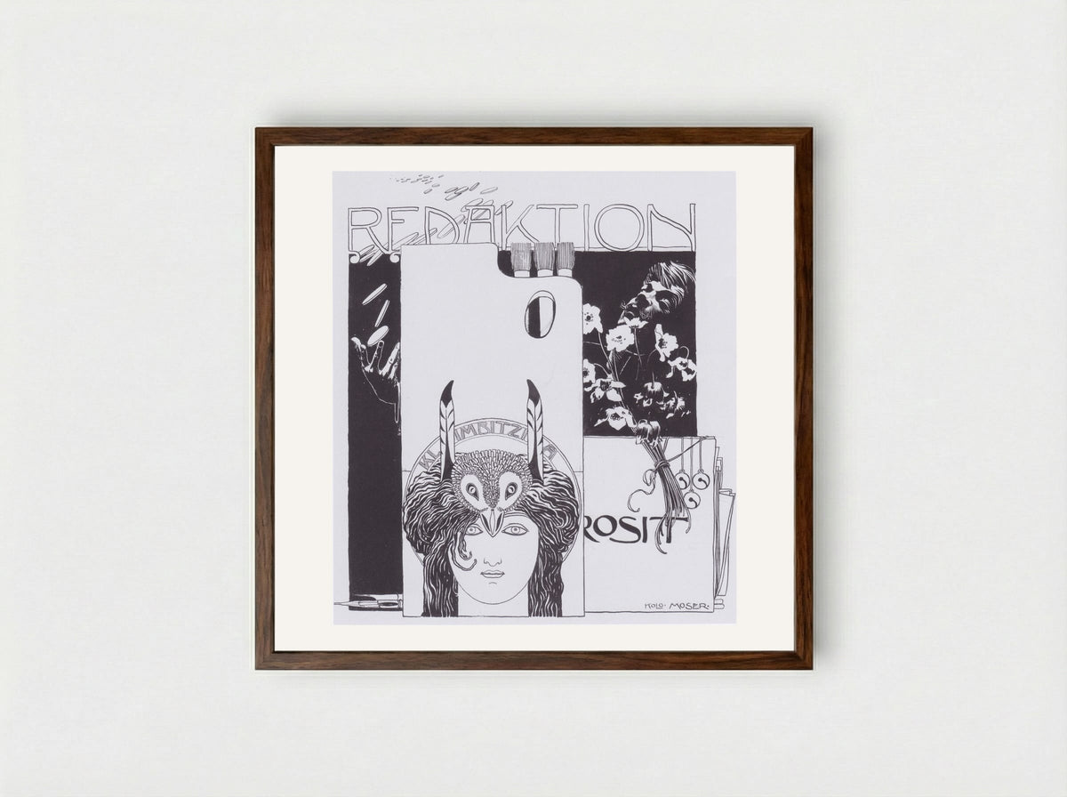 Redaktion (Editorial Office) - Koloman Moser - Framed Print Dark Wood