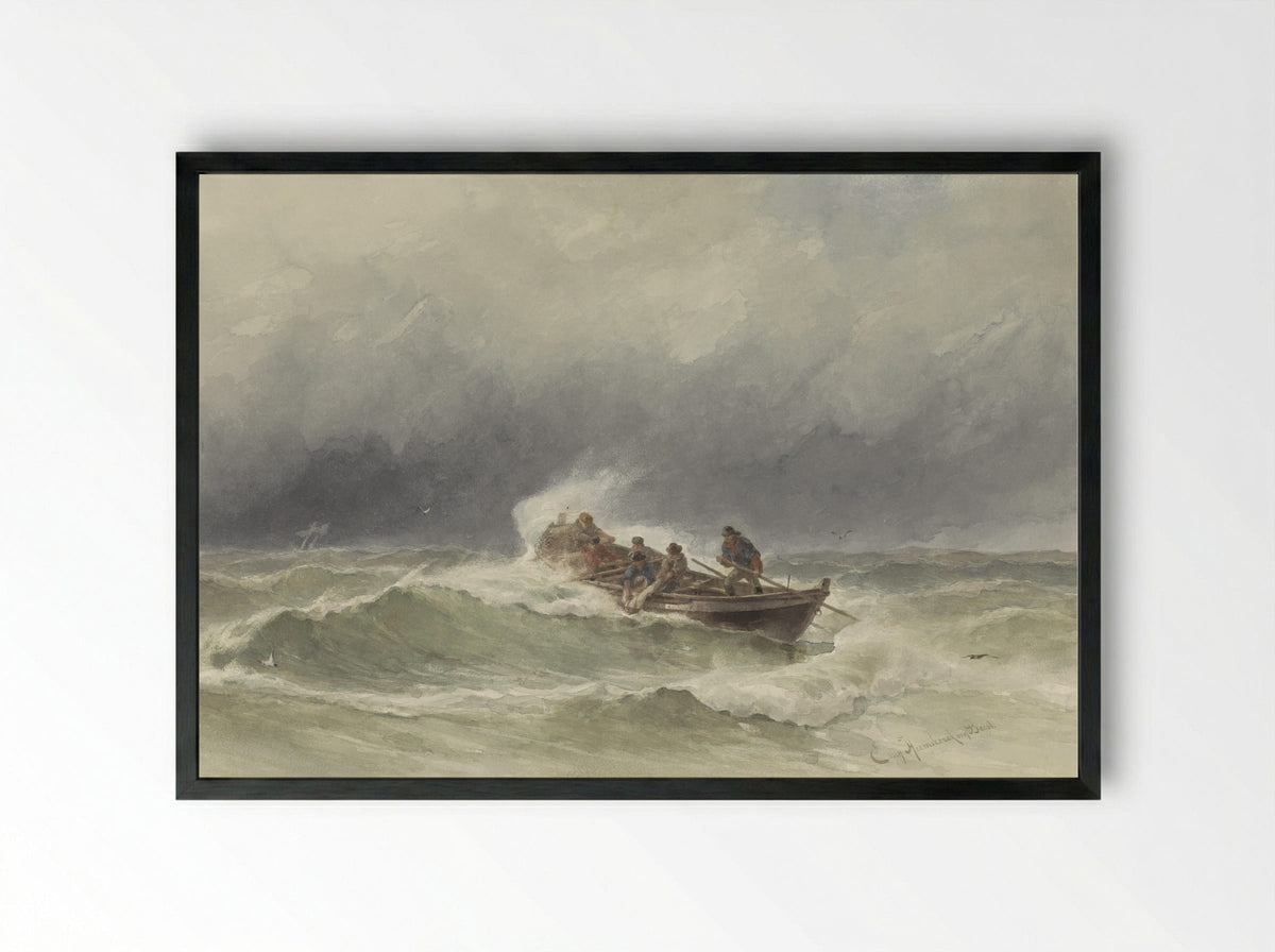 Redding op zee (Rescue at Sea) - Jacob Eduard van Heemskerck van Beest - Framed Print Black