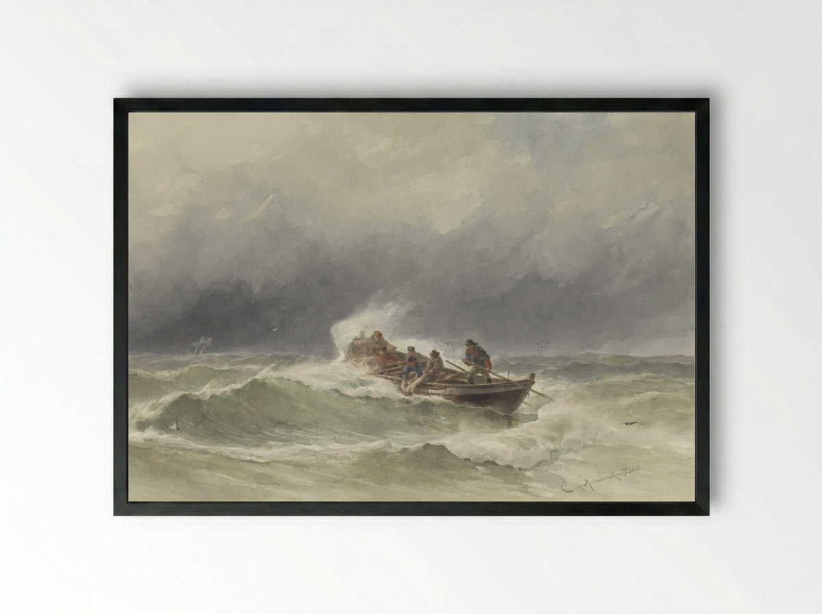 Redding op zee (Rescue at Sea) - Jacob Eduard van Heemskerck van Beest - Framed Print Black