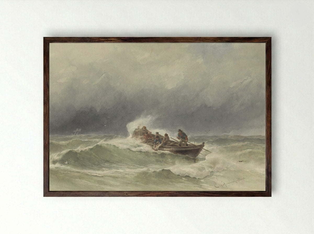 Redding op zee (Rescue at Sea) - Jacob Eduard van Heemskerck van Beest - Framed Print Dark Wood