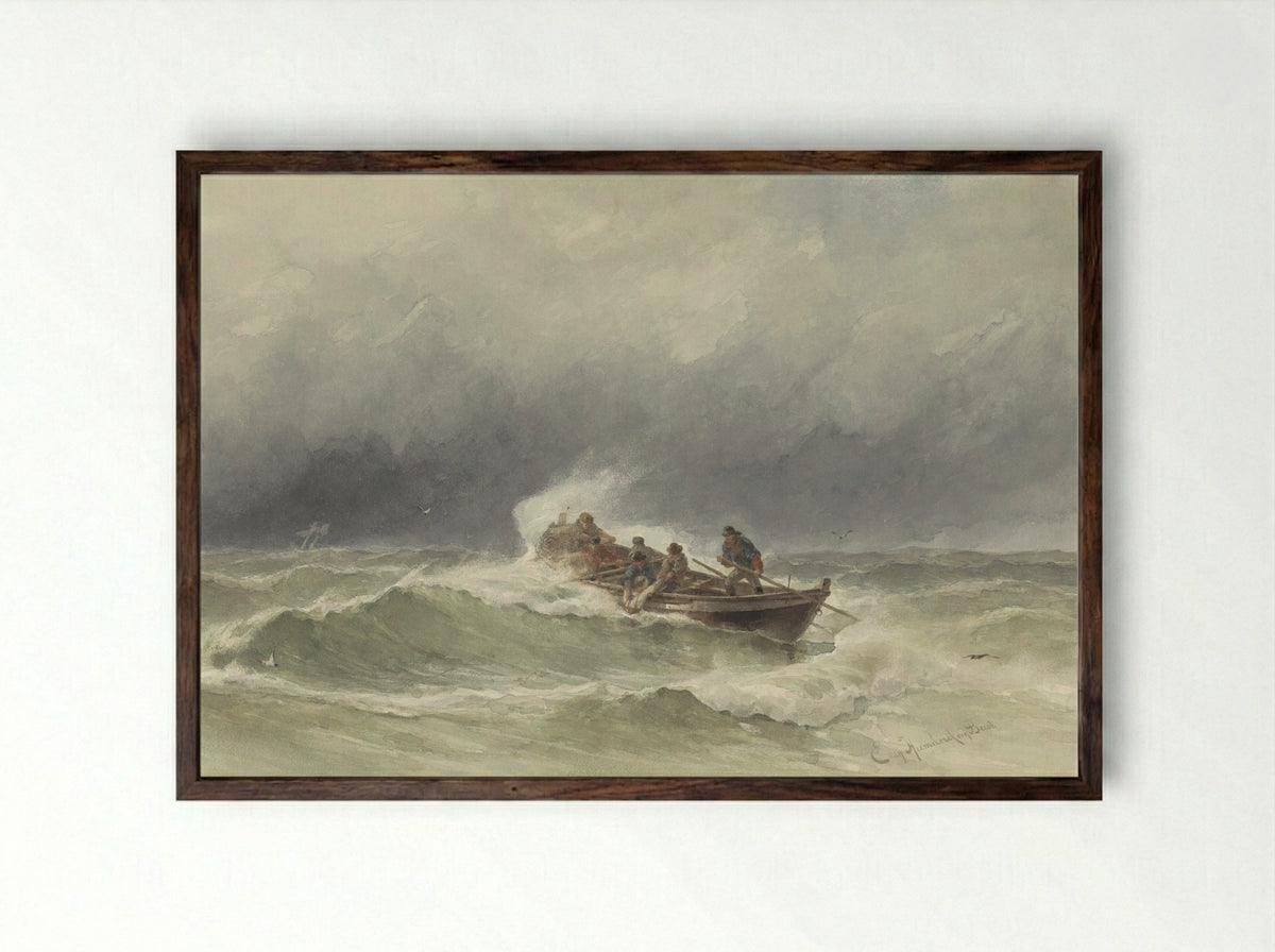 Redding op zee (Rescue at Sea) - Jacob Eduard van Heemskerck van Beest - Framed Print Dark Wood