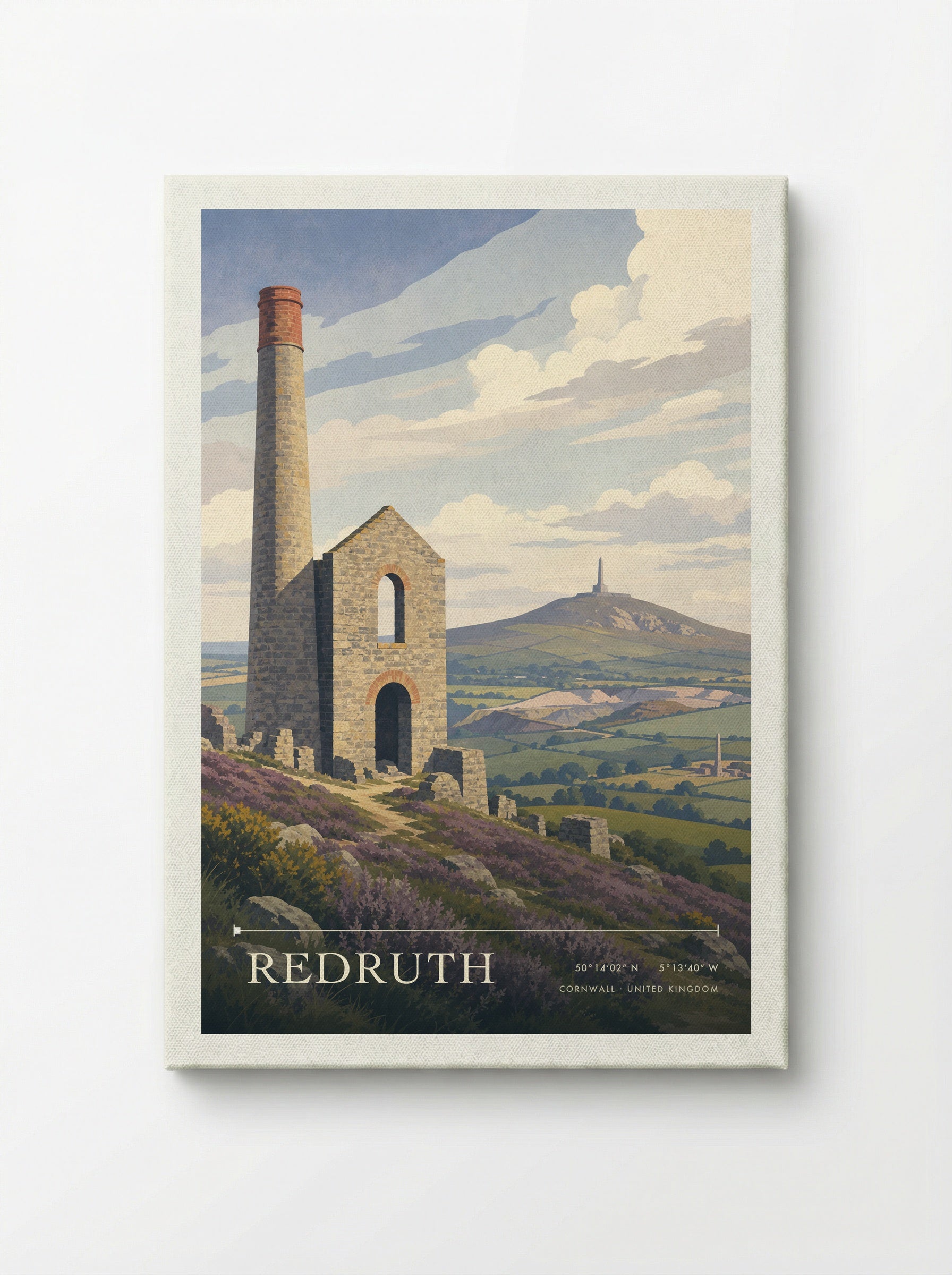 Redruth Cornwall England Travel Poster - Canvas