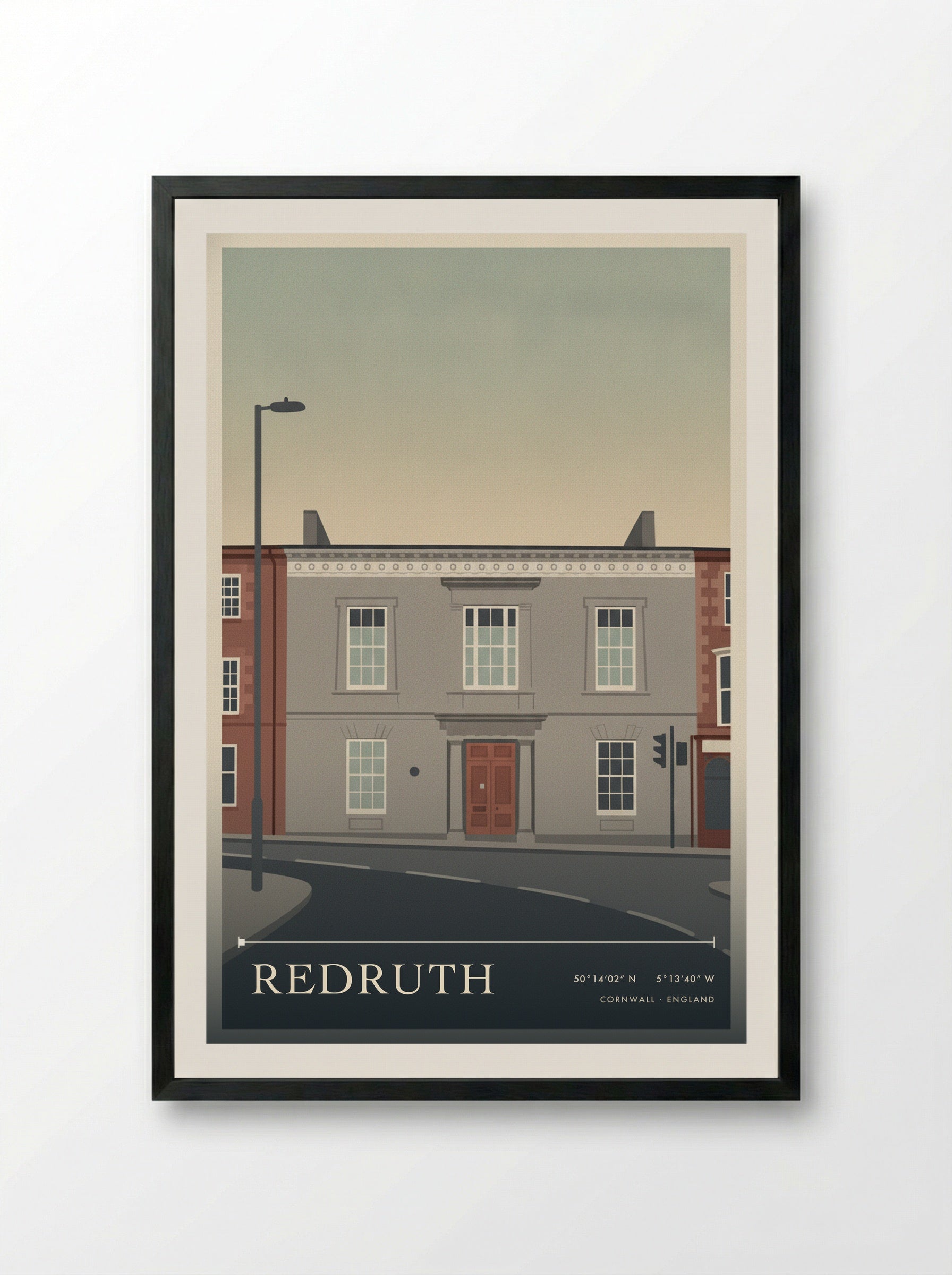 Redruth Cornwall England Travel Poster - Framed Print Black