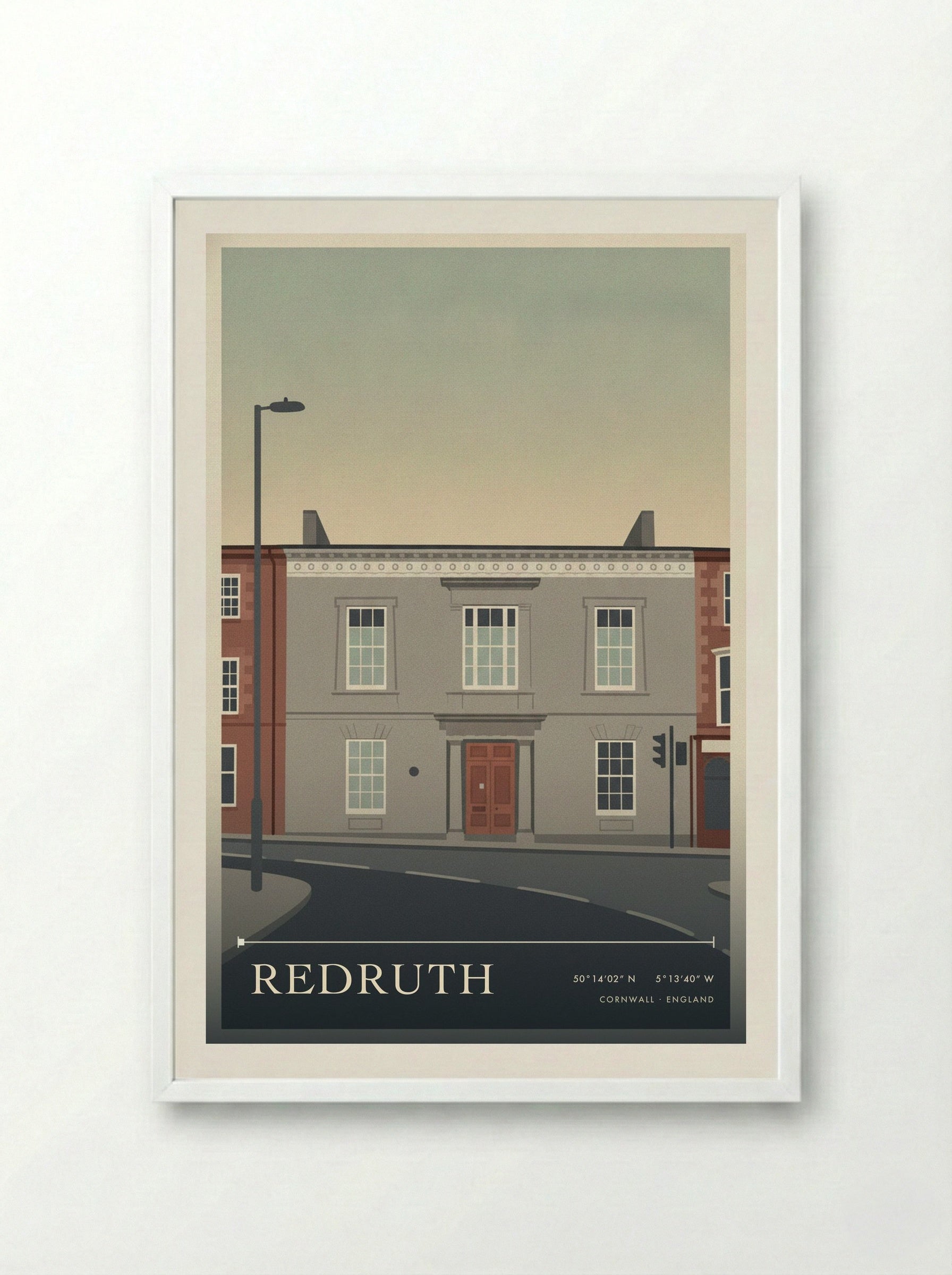Redruth Cornwall England Travel Poster - Framed Print White