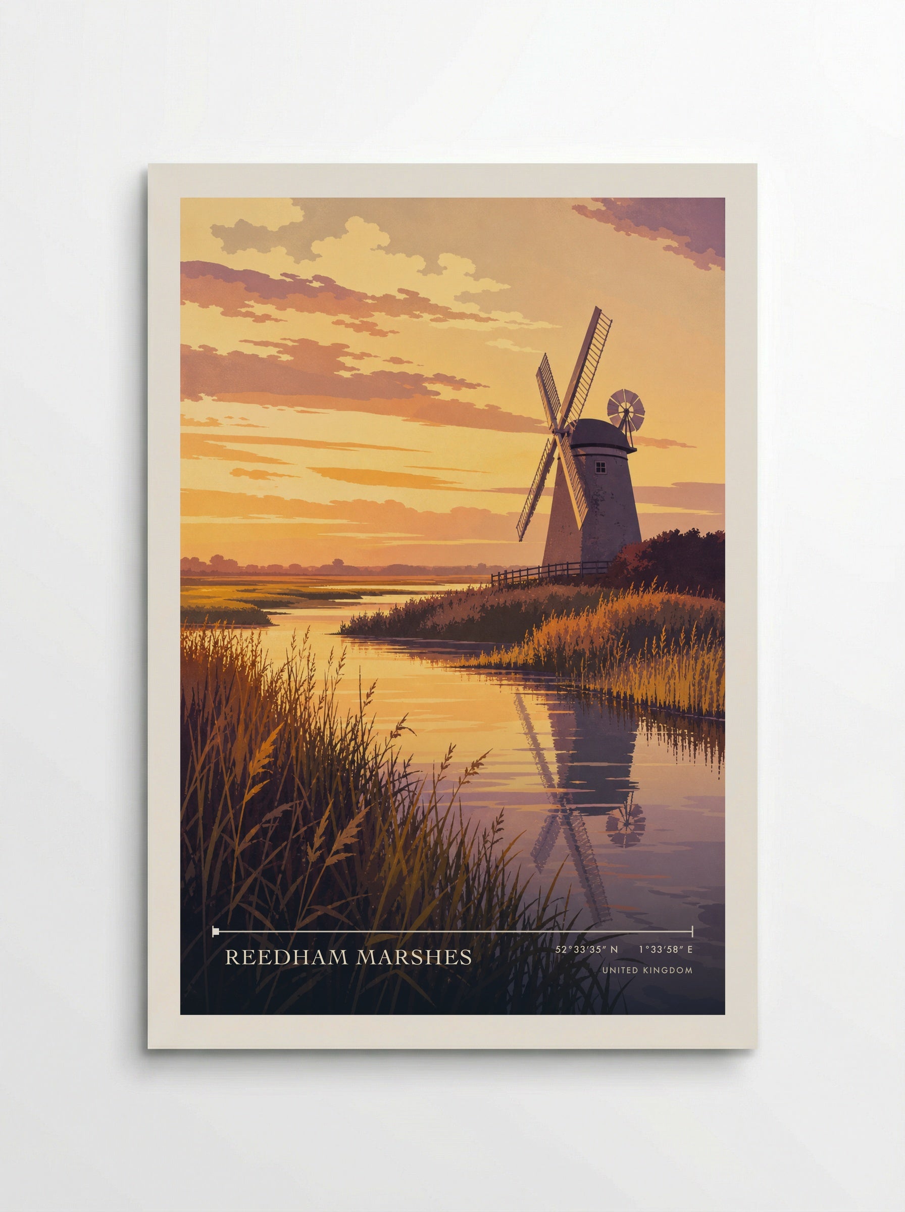 Reedham Marshes United Kingdom Travel Poster - Poster