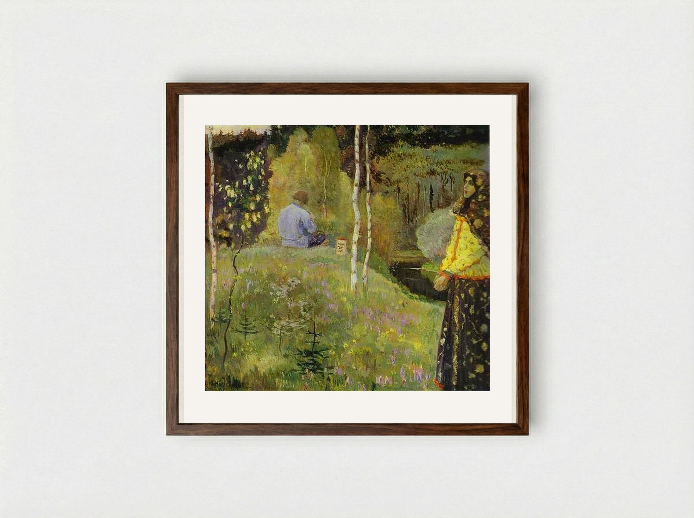 Reedpipe - Mikhail Nesterov - Framed Print Dark Wood