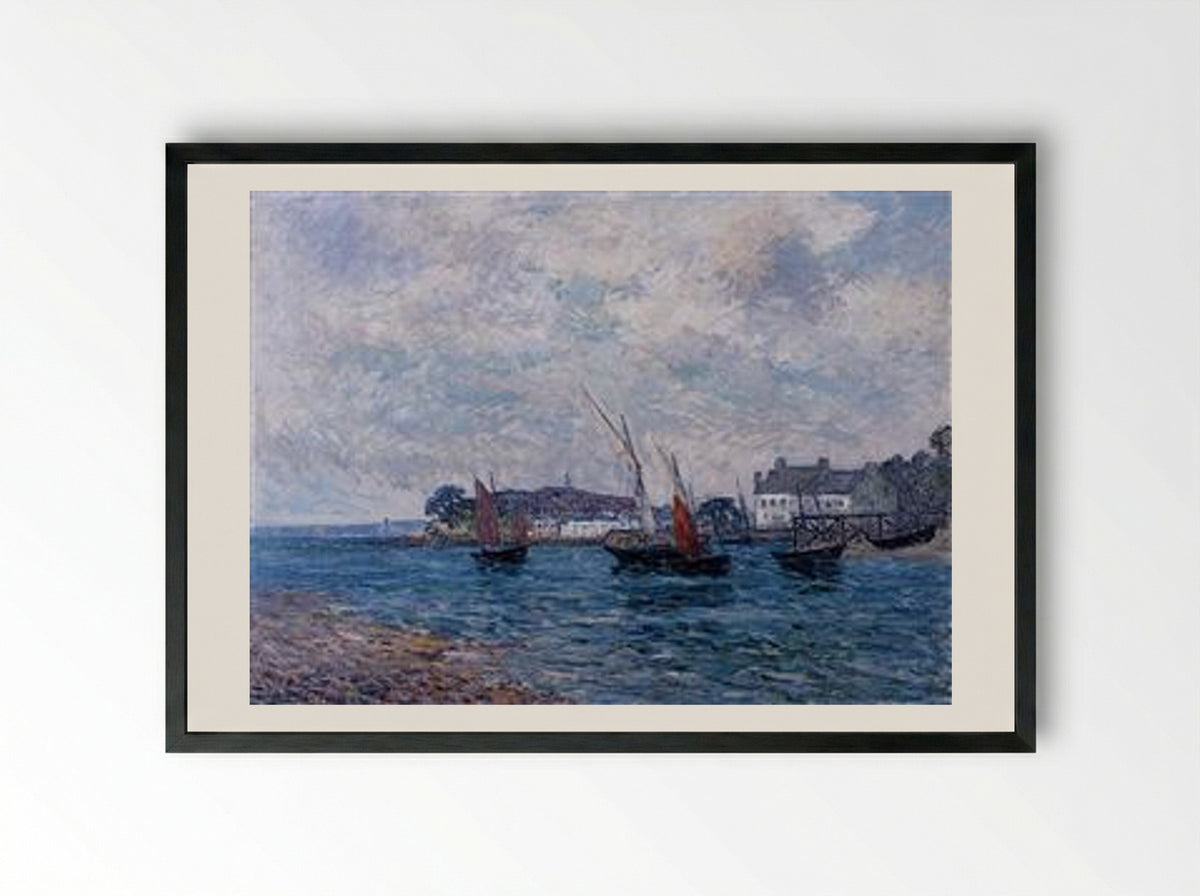Reentering Port at Douarnenez (Finistere) - Maxime Maufra - Framed Print Black