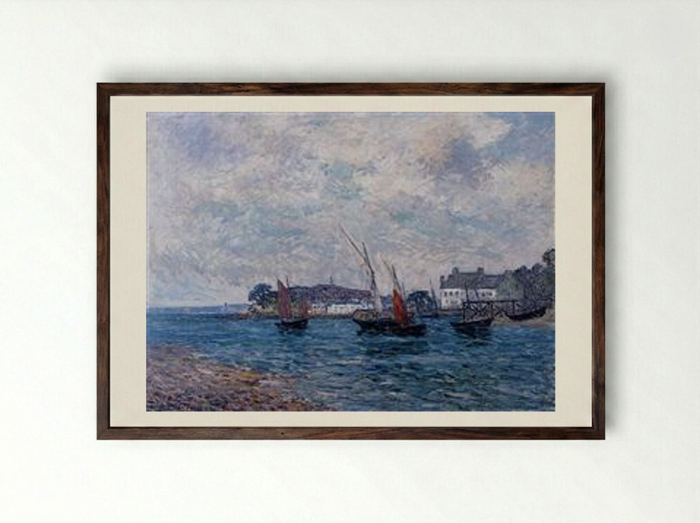 Reentering Port at Douarnenez (Finistere) - Maxime Maufra - Framed Print Dark Wood