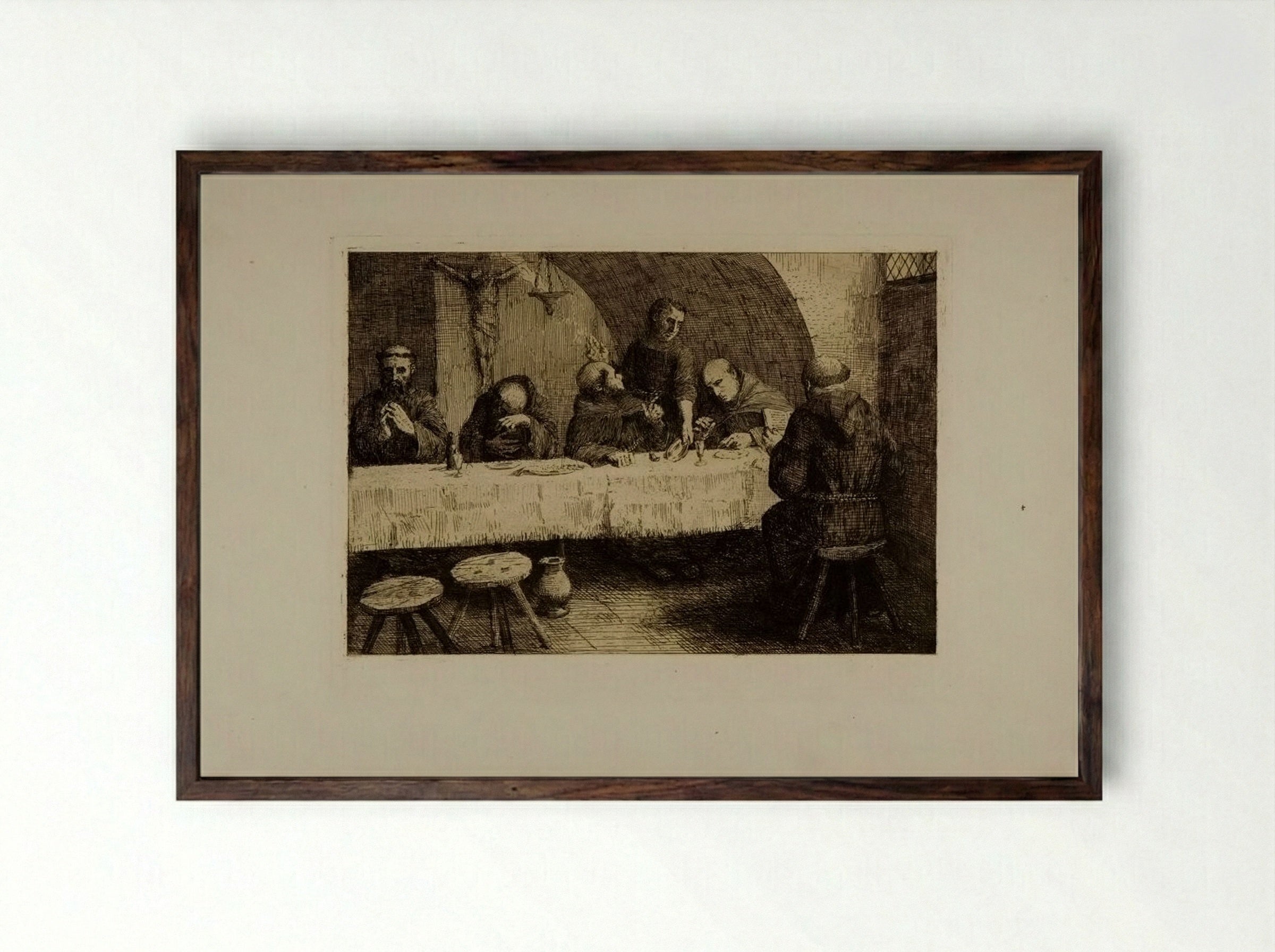 Refectory - Alphonse Legros - Framed Print Dark Wood