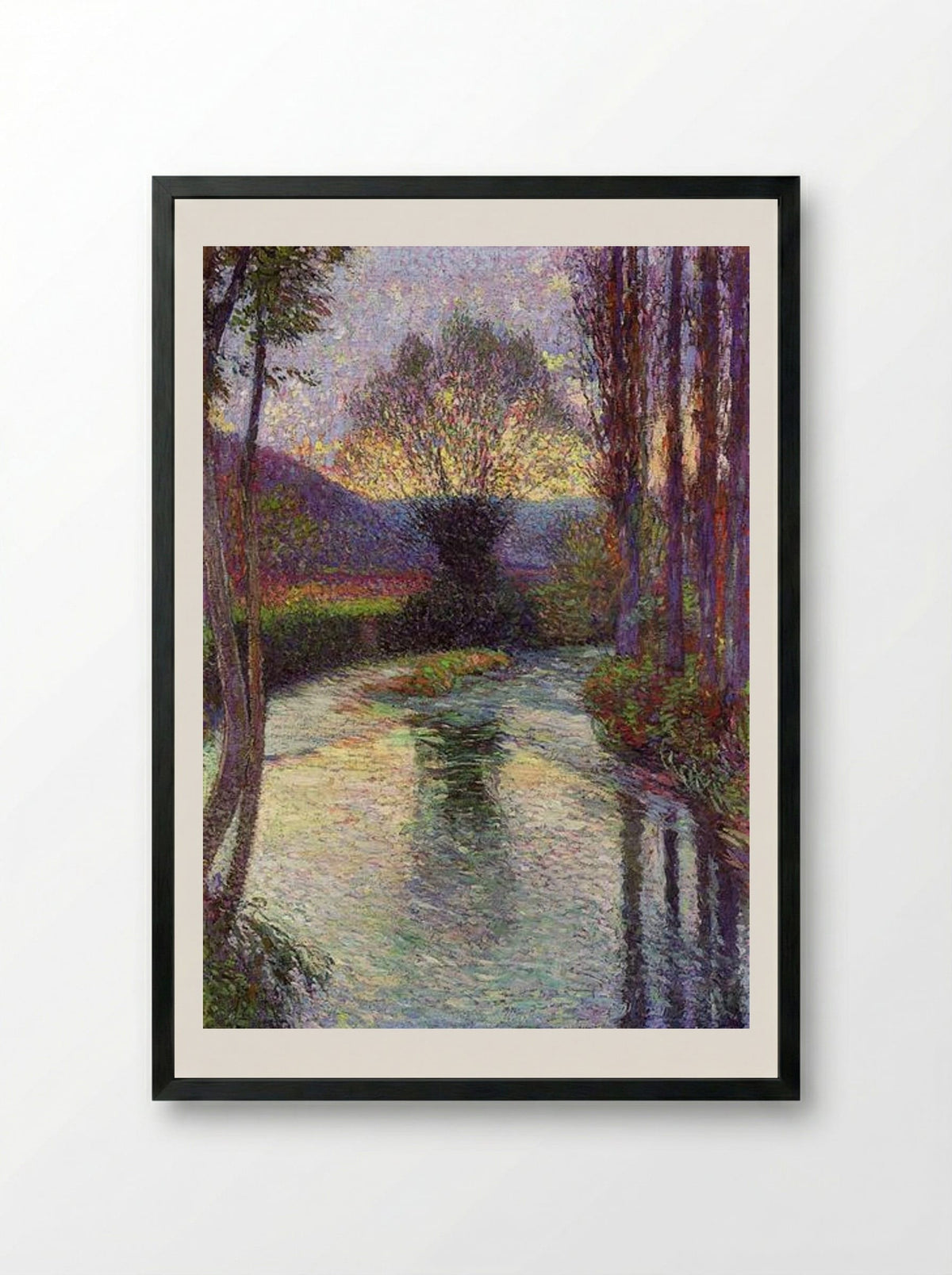 Reflected Willow on the Green - Henri Martin - Framed Print Black