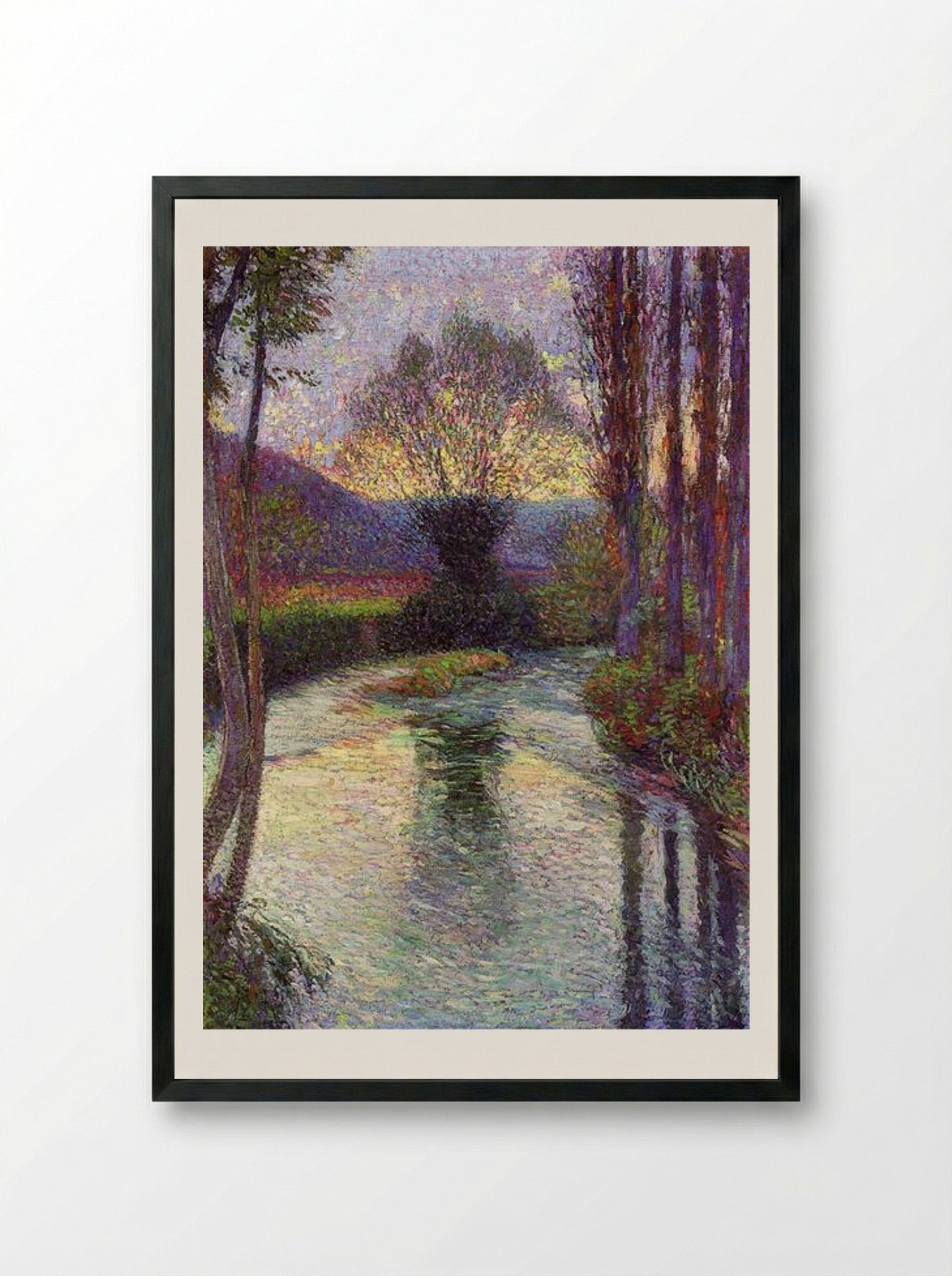 Reflected Willow on the Green - Henri Martin - Framed Print Black