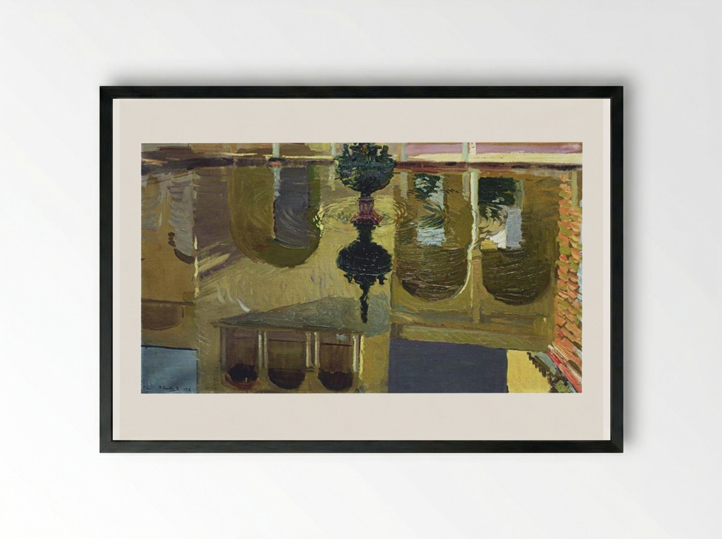 Reflections in a Fountain - Joaquín Sorolla - Framed Print Black