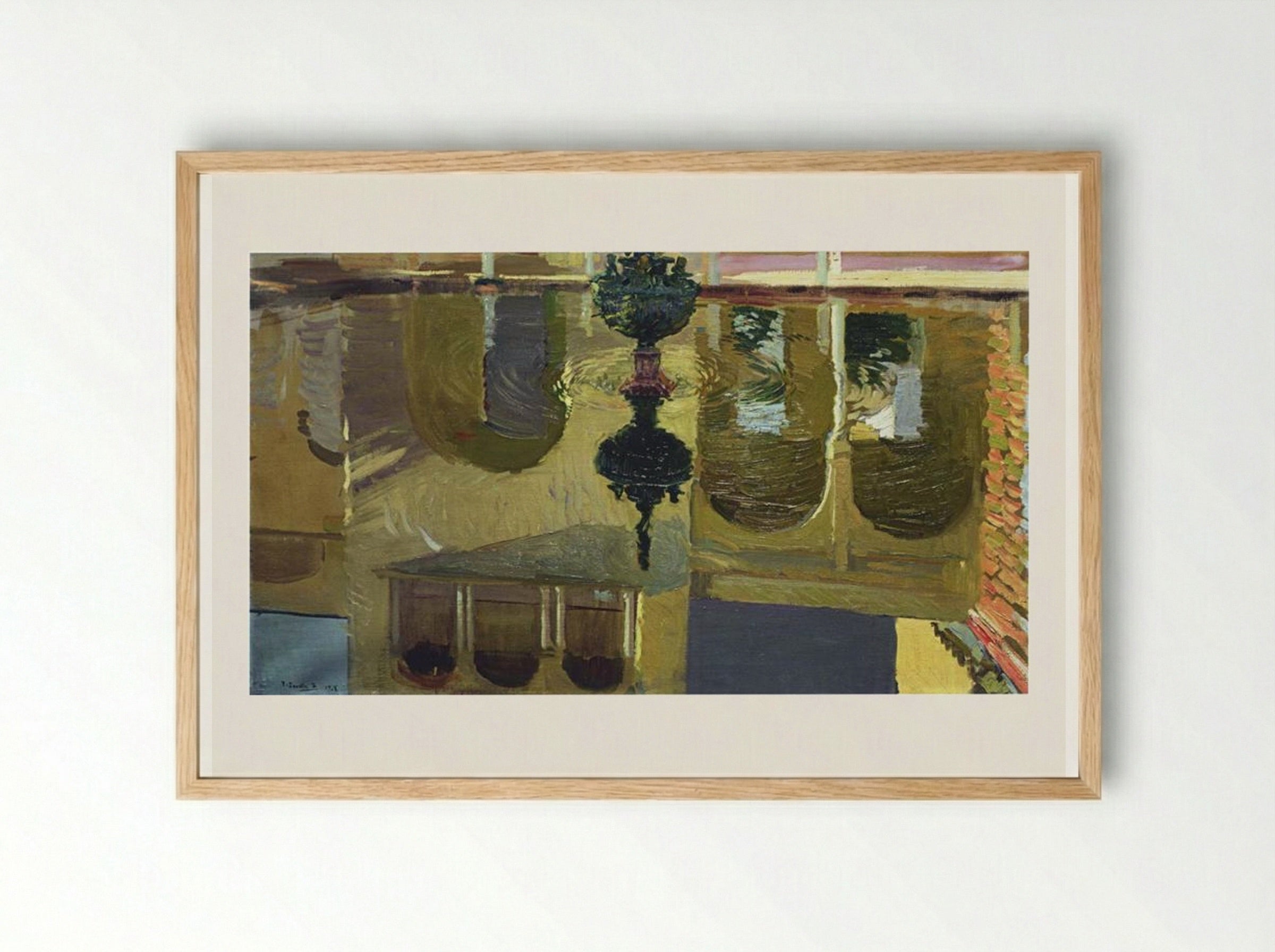 Reflections in a Fountain - Joaquín Sorolla - Framed Print Wood