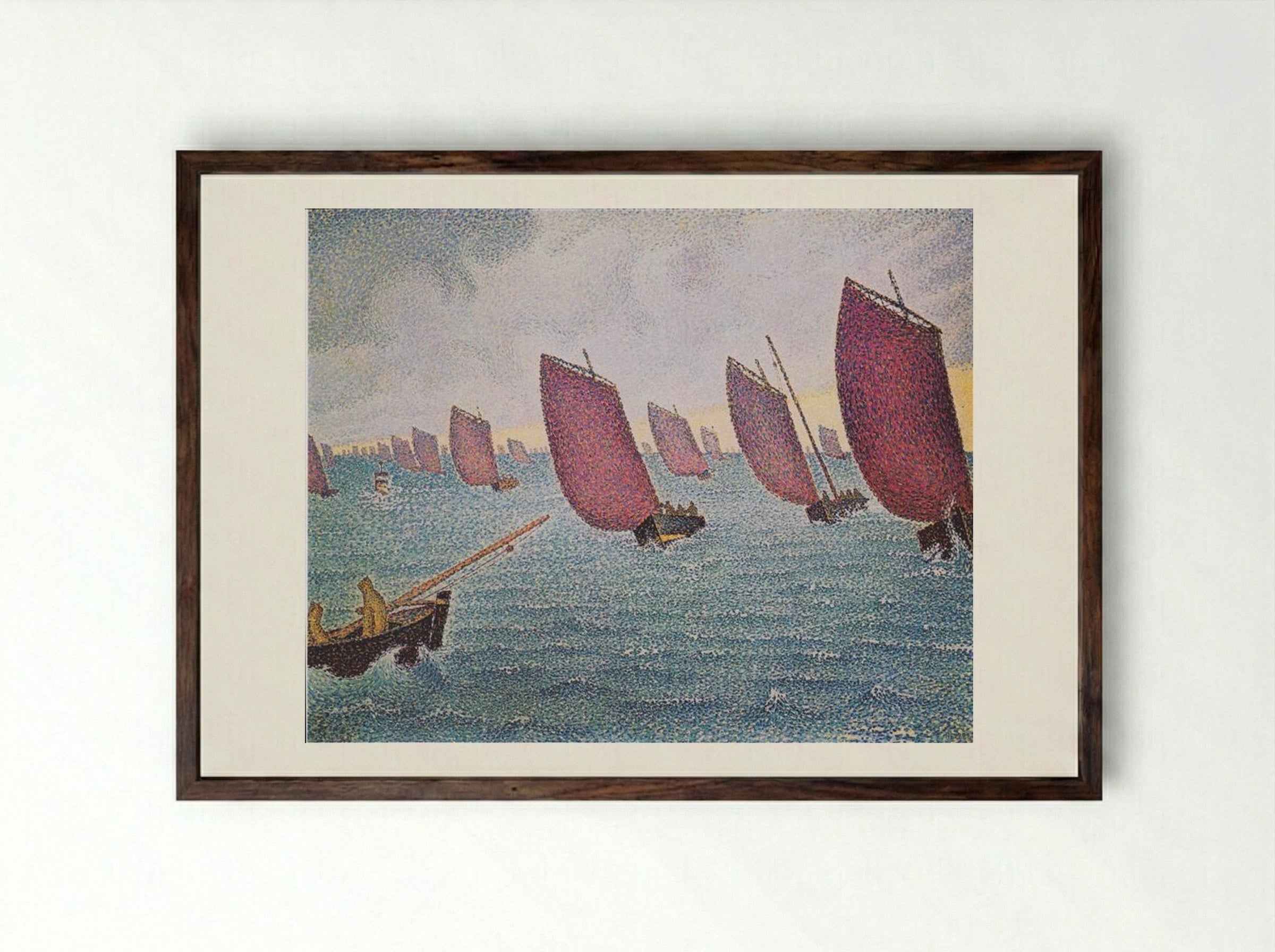 Regatta in Concarneau - Paul Signac - Framed Print Dark Wood