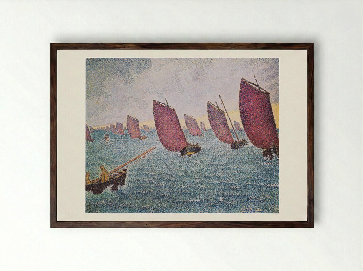 Regatta in Concarneau - Paul Signac - Framed Print Dark Wood