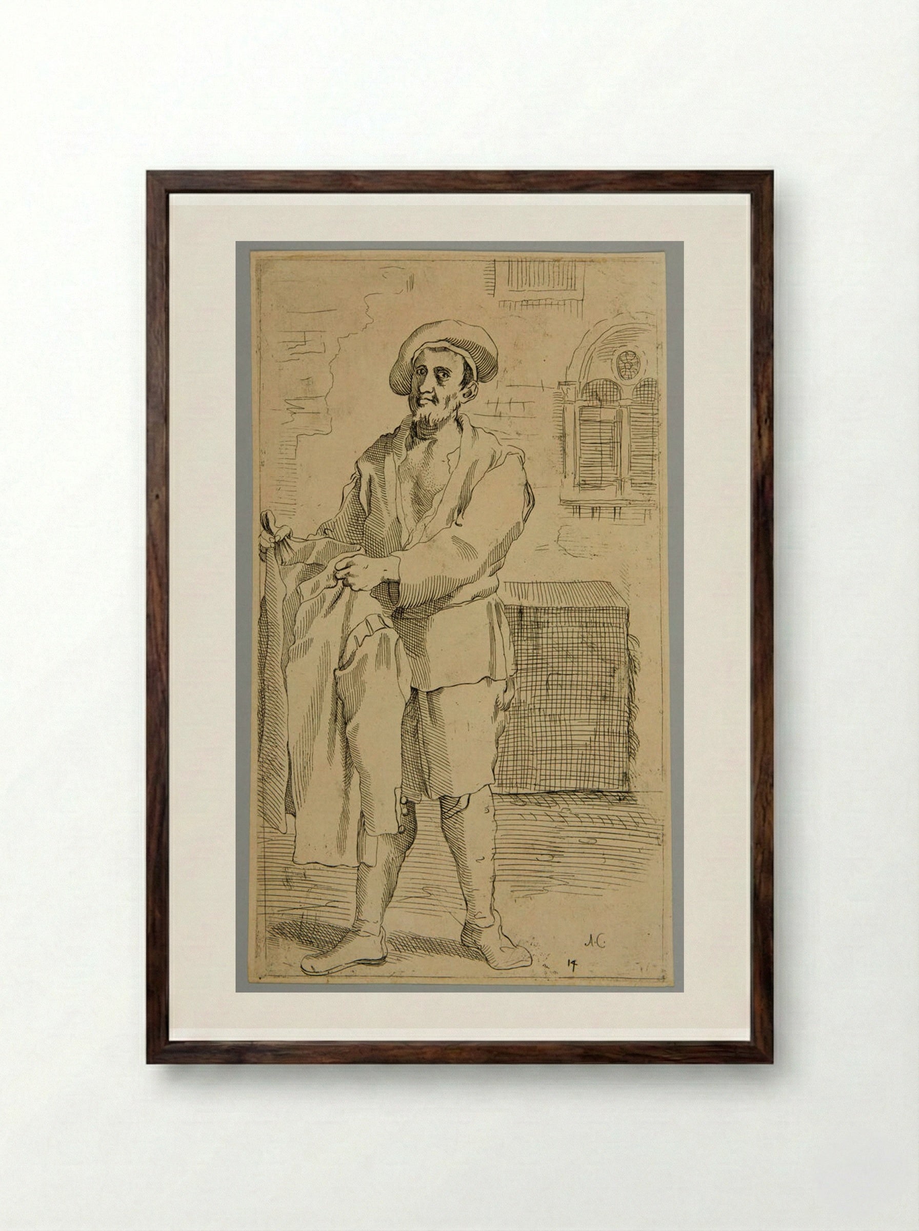 Regattiero, plate 14 - Simon Guillain - Framed Print Dark Wood
