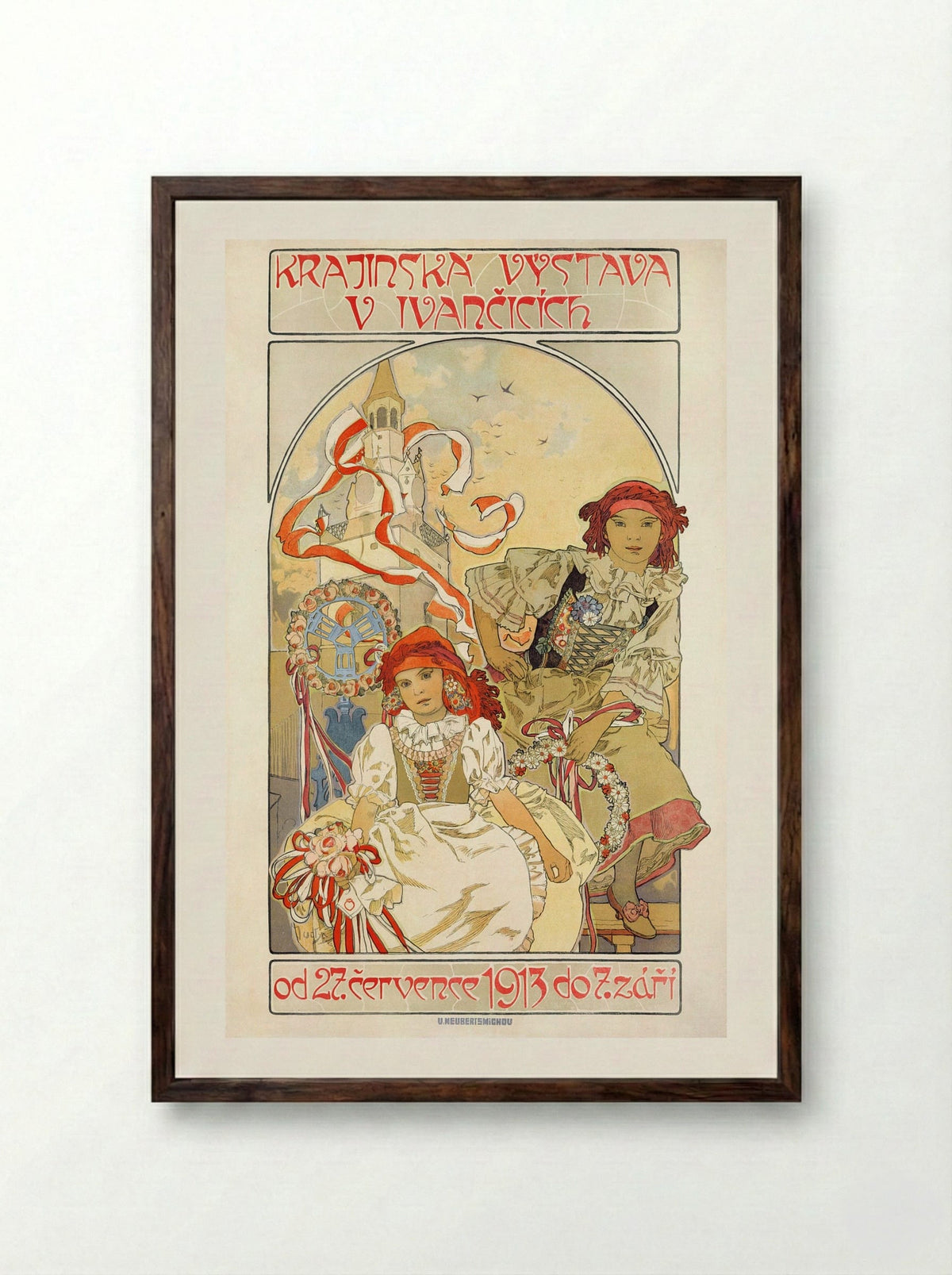 Regional Exhibition in Ivancice - Alphonse Mucha - Framed Print Dark Wood
