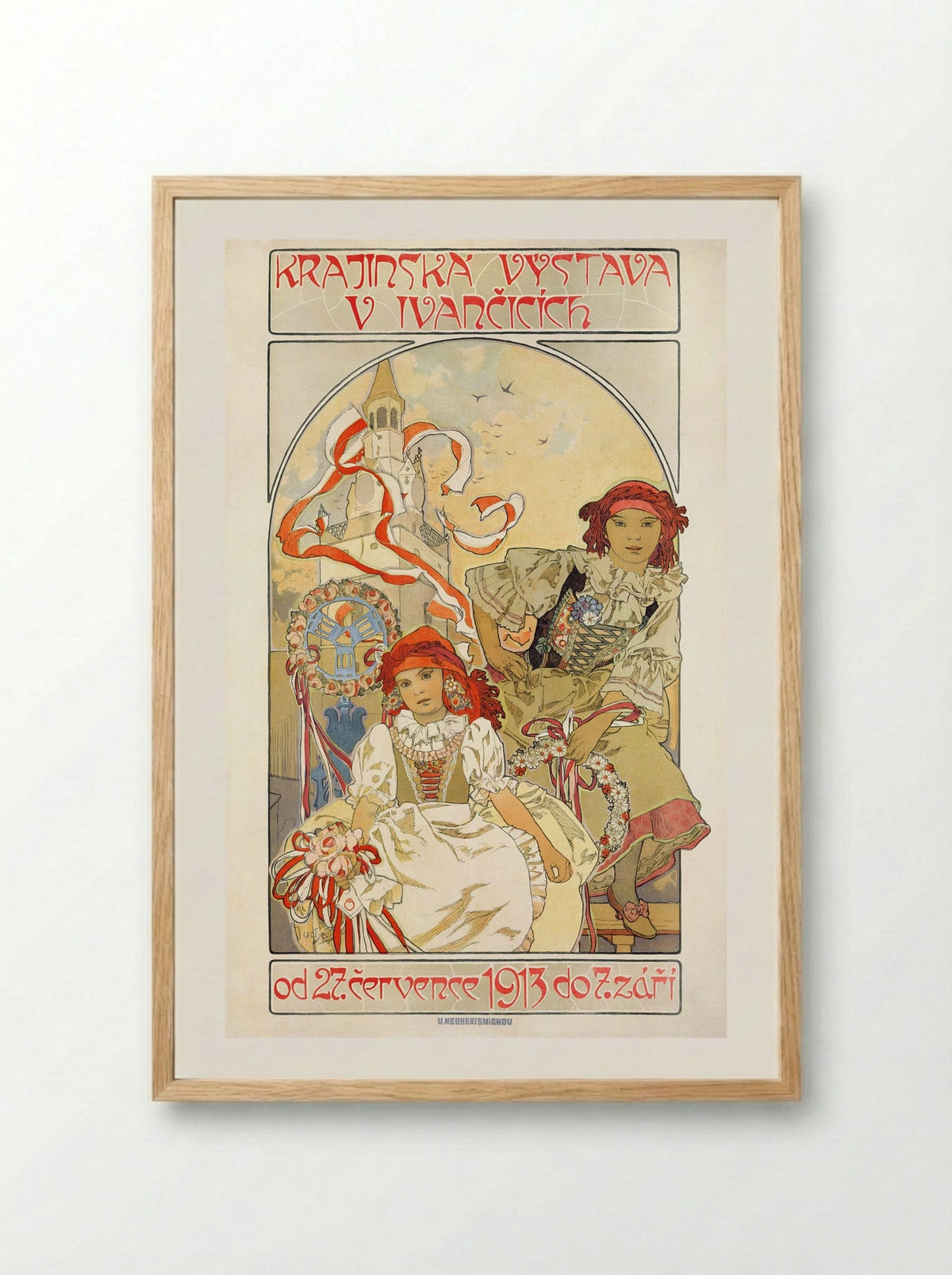 Regional Exhibition in Ivancice - Alphonse Mucha - Framed Print Wood