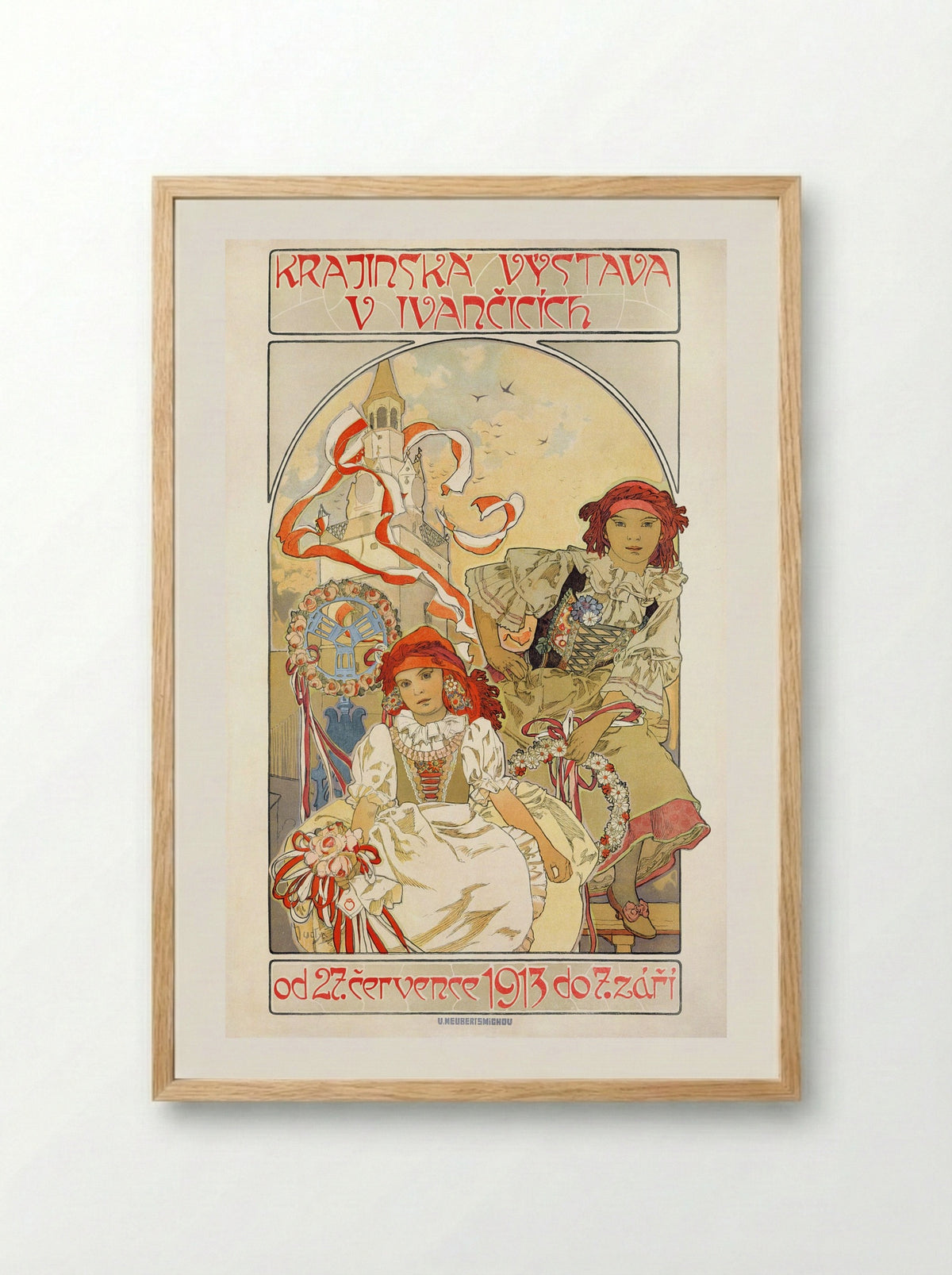 Regional Exhibition in Ivancice - Alphonse Mucha - Framed Print Wood