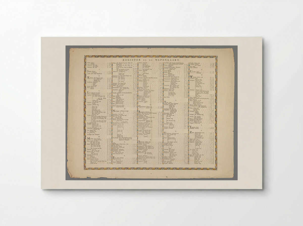 Register van de wapenkaart van de heren veertigen van de stad Leiden - Cornelis de Pecker - Poster