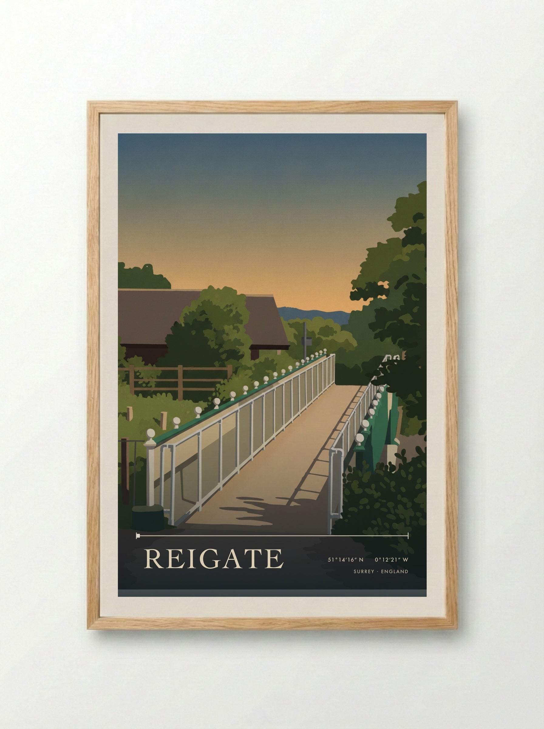 Reigate Surrey England Travel Poster - Framed Print Wood