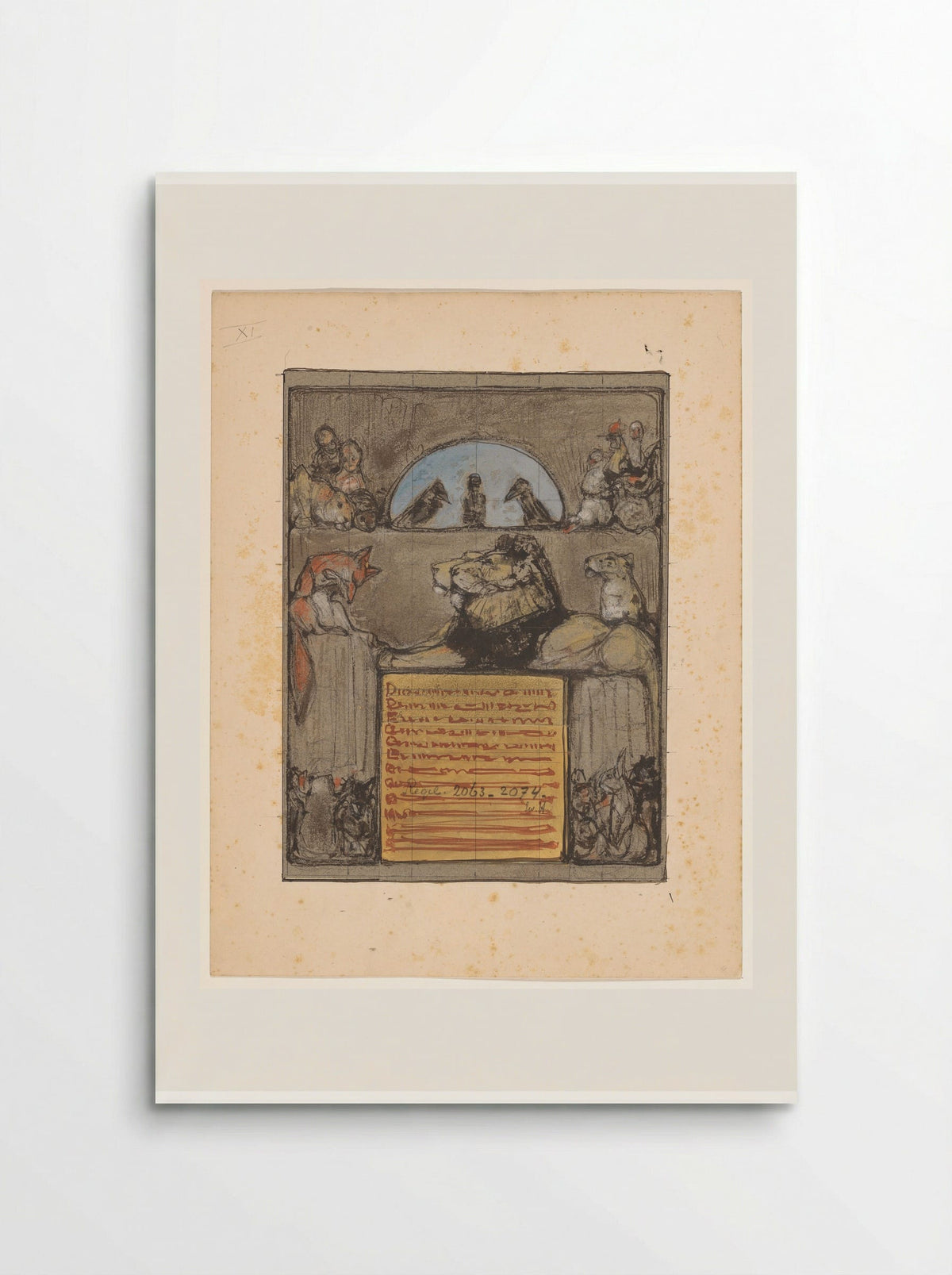 Reinaert buigt voor koning Nobel en de verzamelde dieren - Bernard Willem Wierink - Poster
