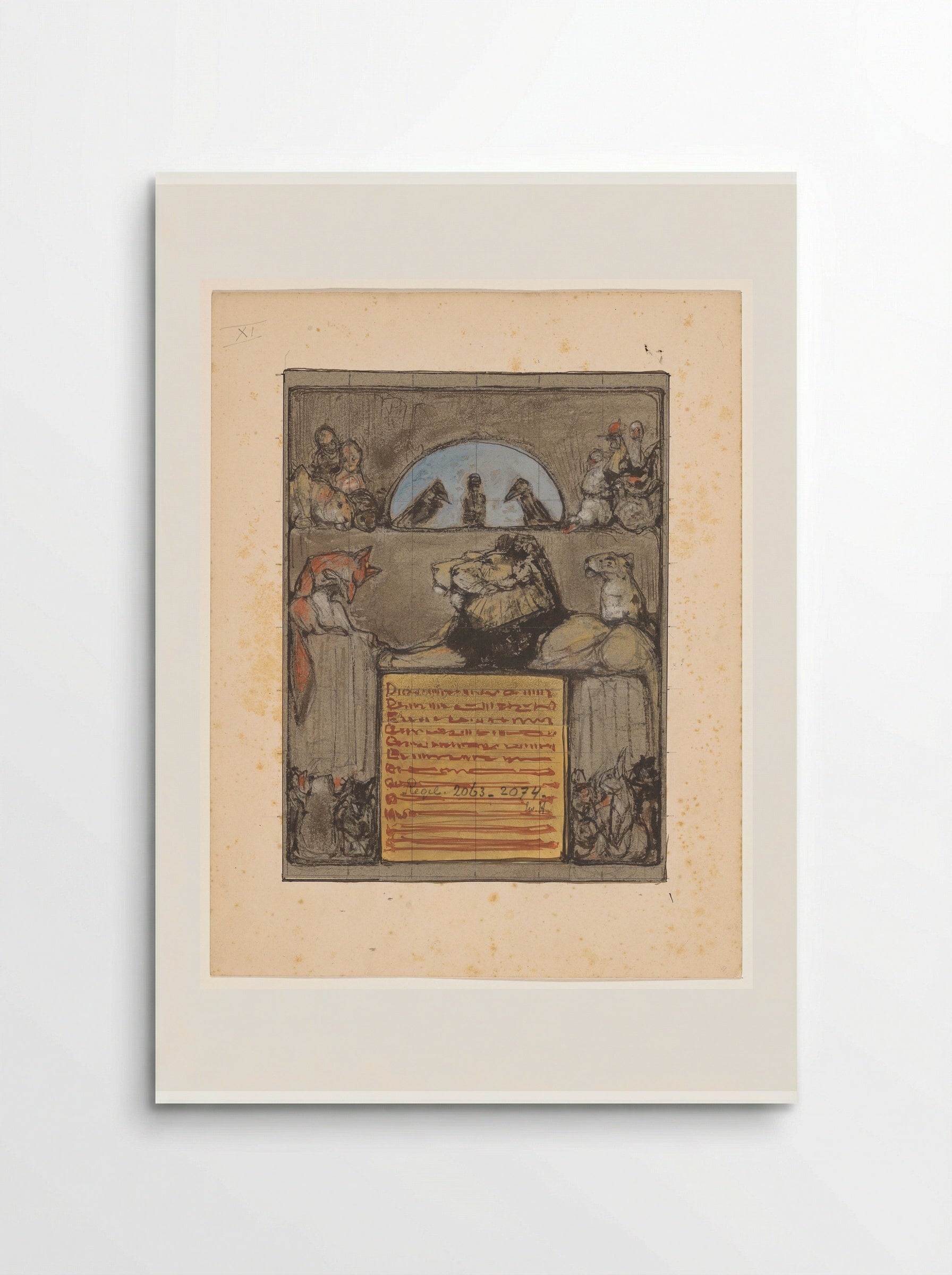 Reinaert buigt voor koning Nobel en de verzamelde dieren - Bernard Willem Wierink - Poster