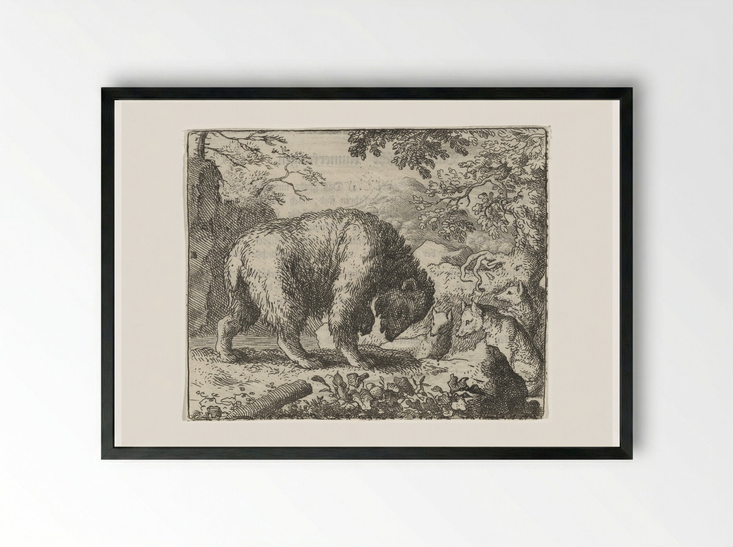 Reinaert de vos belooft Bruun de beer honing - Allaert van Everdingen - Framed Print Black