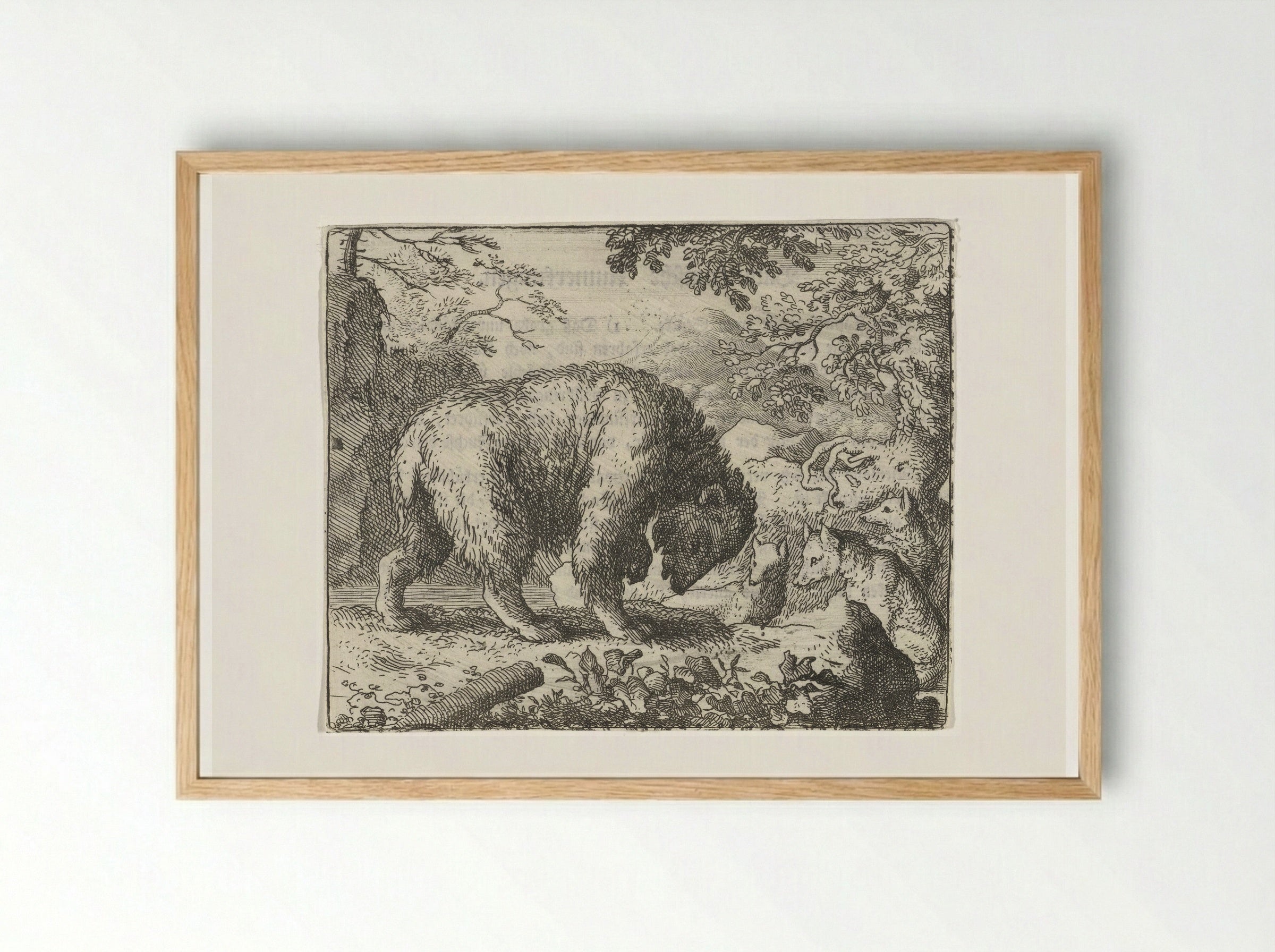 Reinaert de vos belooft Bruun de beer honing - Allaert van Everdingen - Framed Print Wood