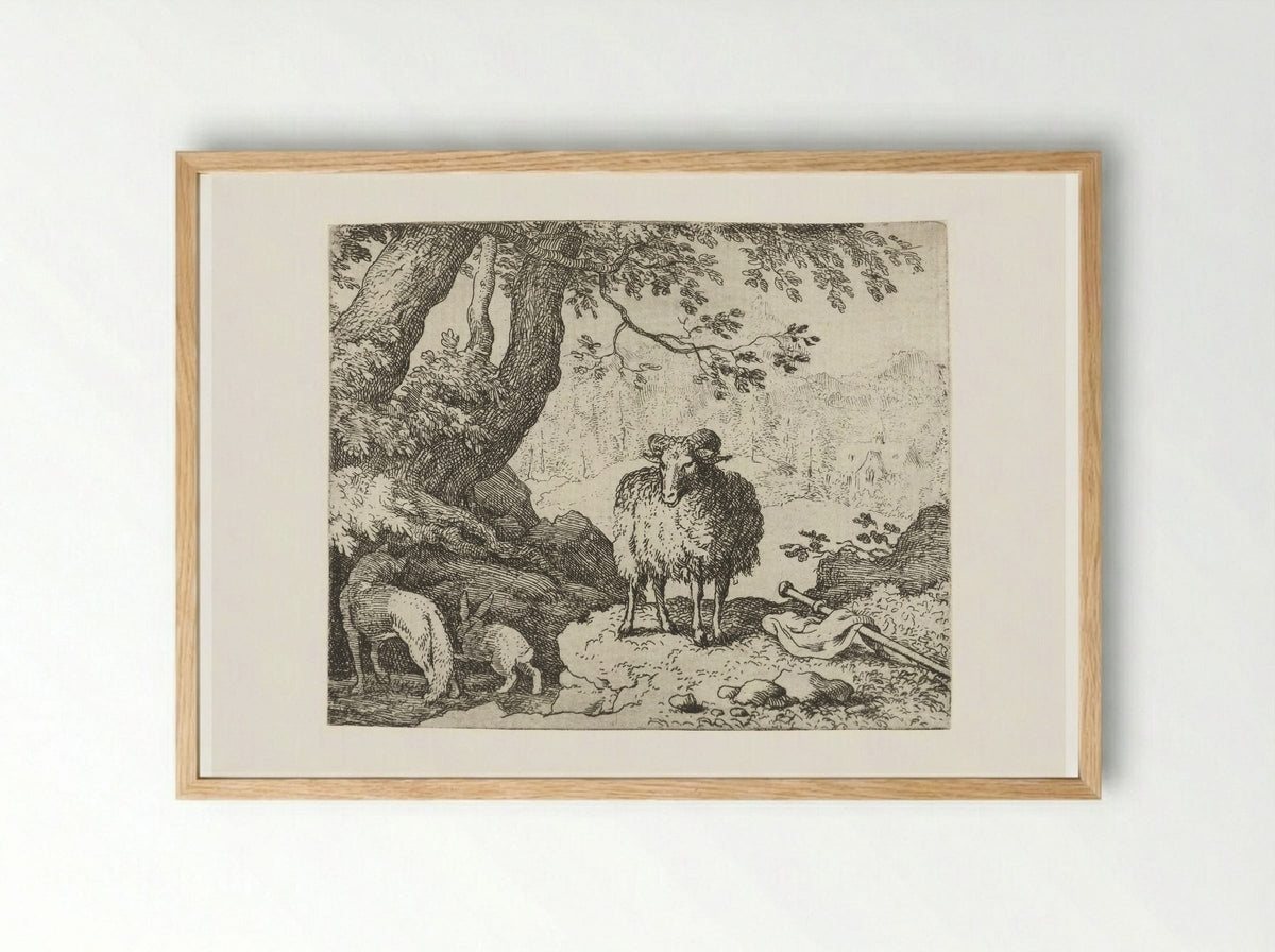 Reinaert de vos bij zijn hol - Allaert van Everdingen - Framed Print Wood
