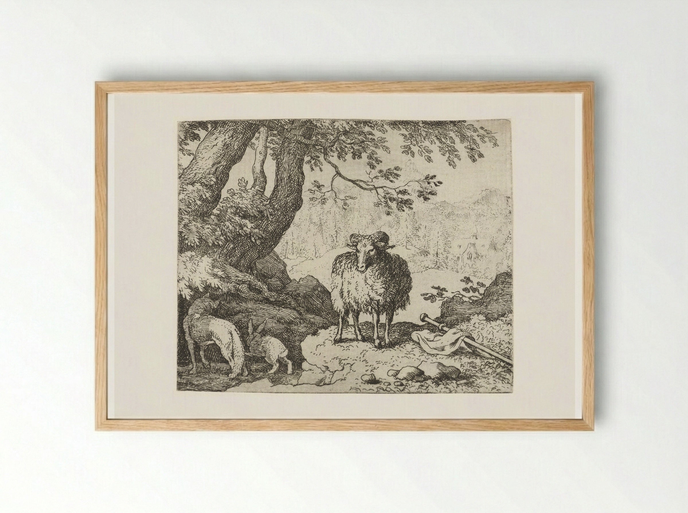 Reinaert de vos bij zijn hol - Allaert van Everdingen - Framed Print Wood