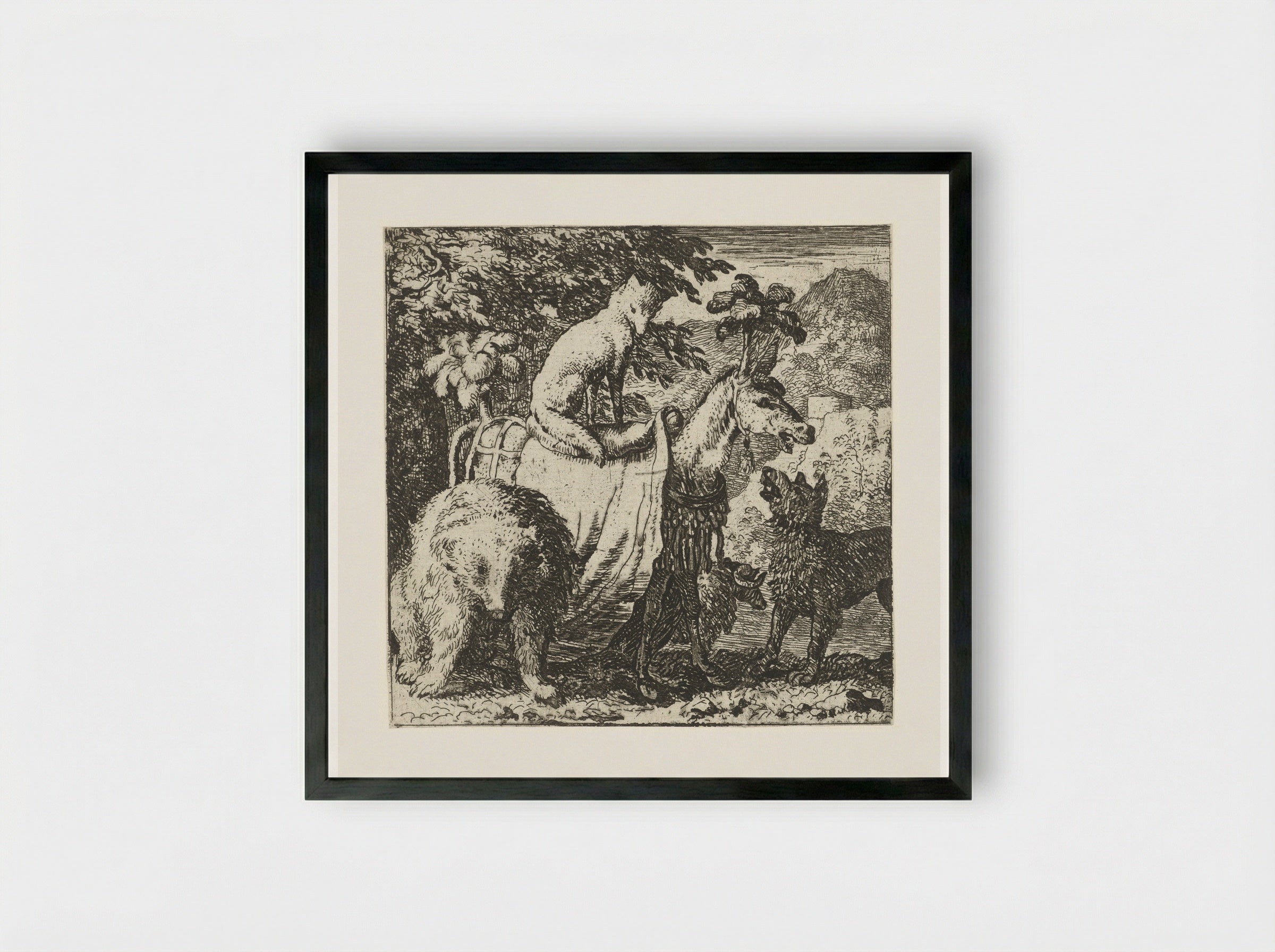 Reinaert de vos en zijn maten - Allaert van Everdingen - Framed Print Black