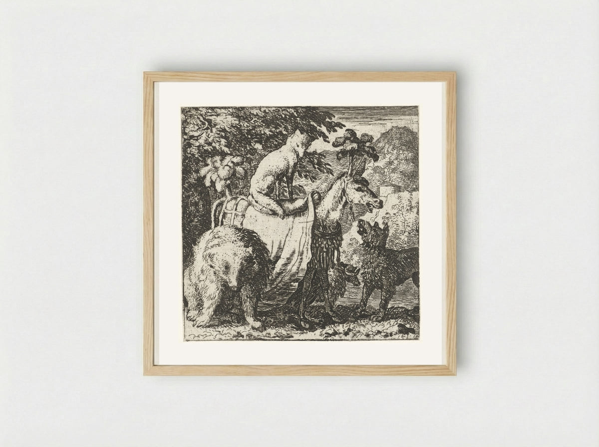 Reinaert de vos en zijn maten - Allaert van Everdingen - Framed Print Wood