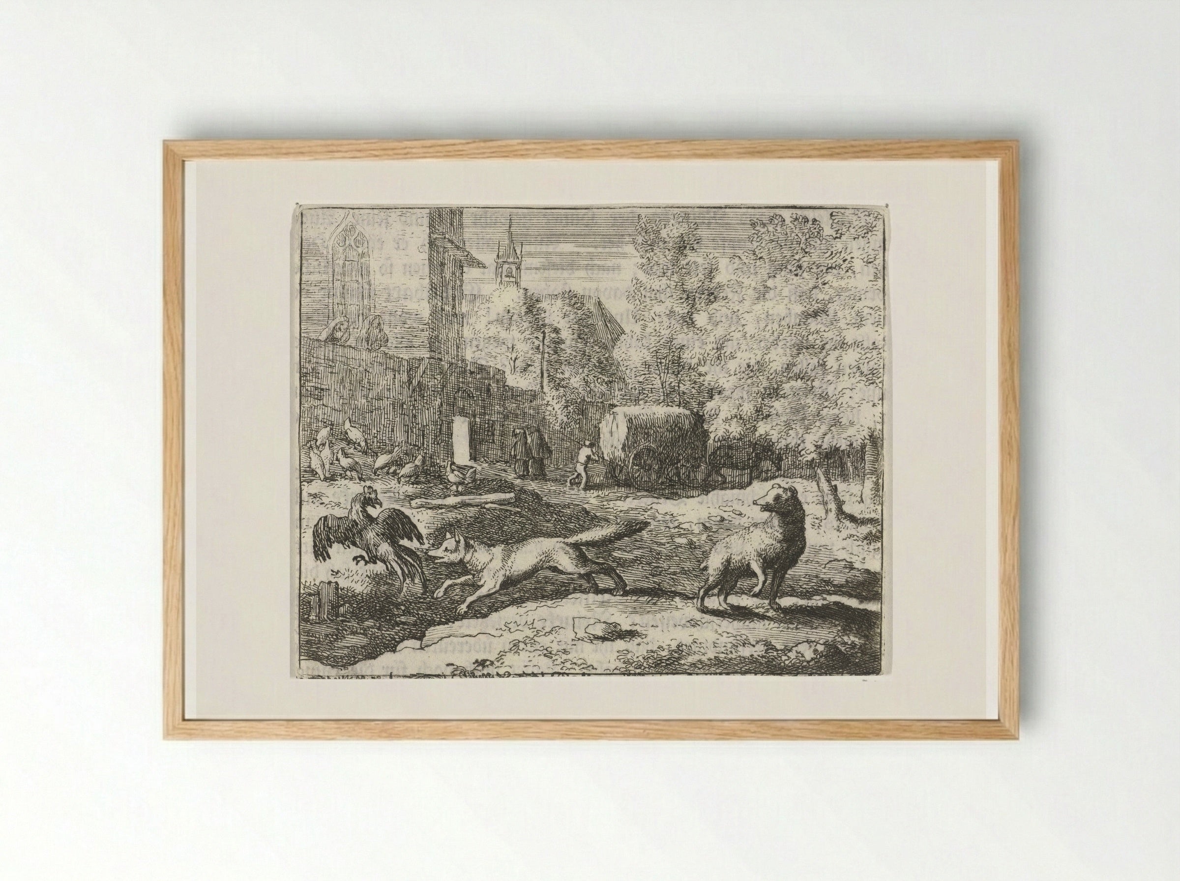 Reinaert de vos jaagt op hanen - Allaert van Everdingen - Framed Print Wood