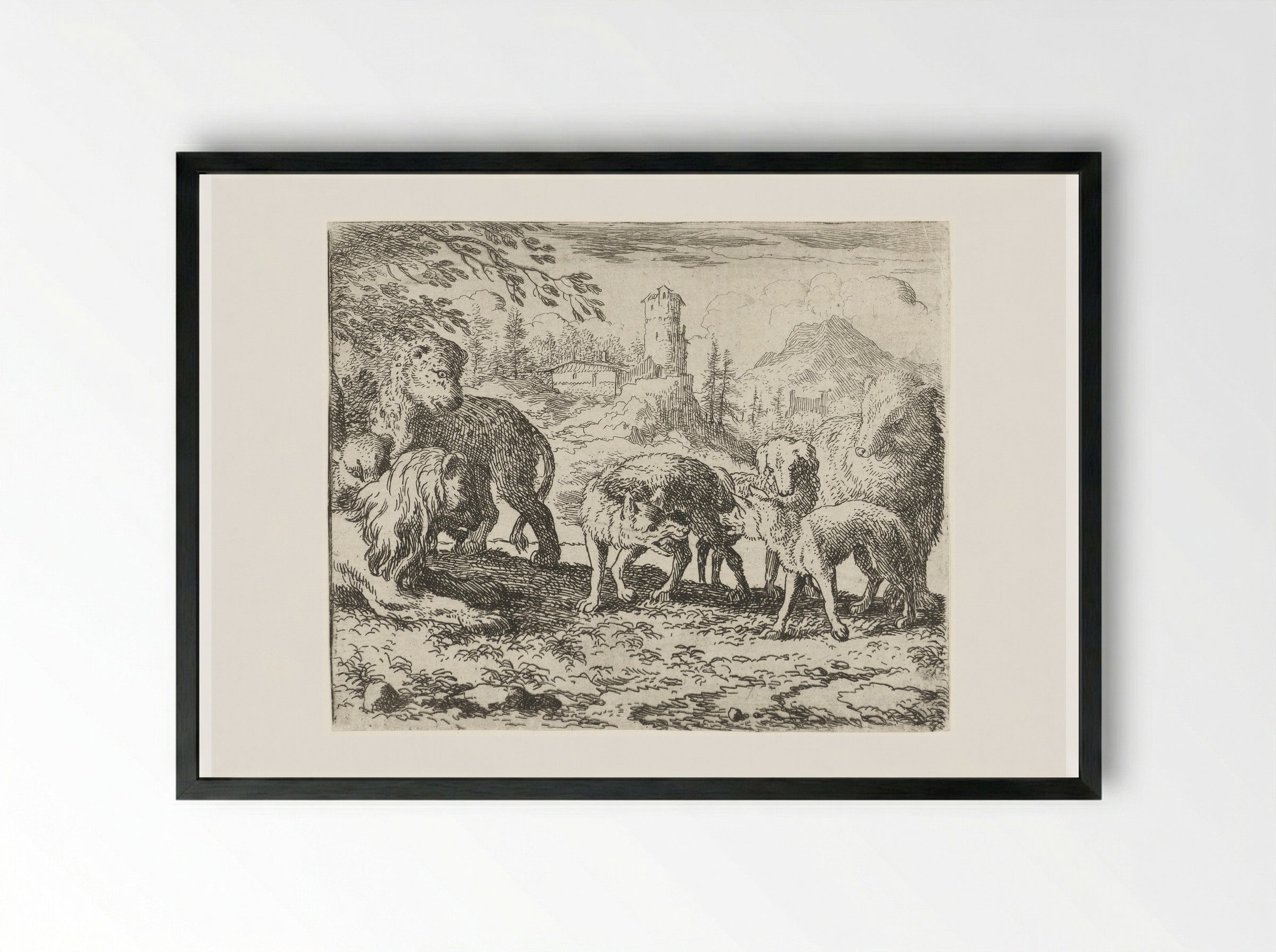 Reinaert de vos veroordeeld - Allaert van Everdingen - Framed Print Black