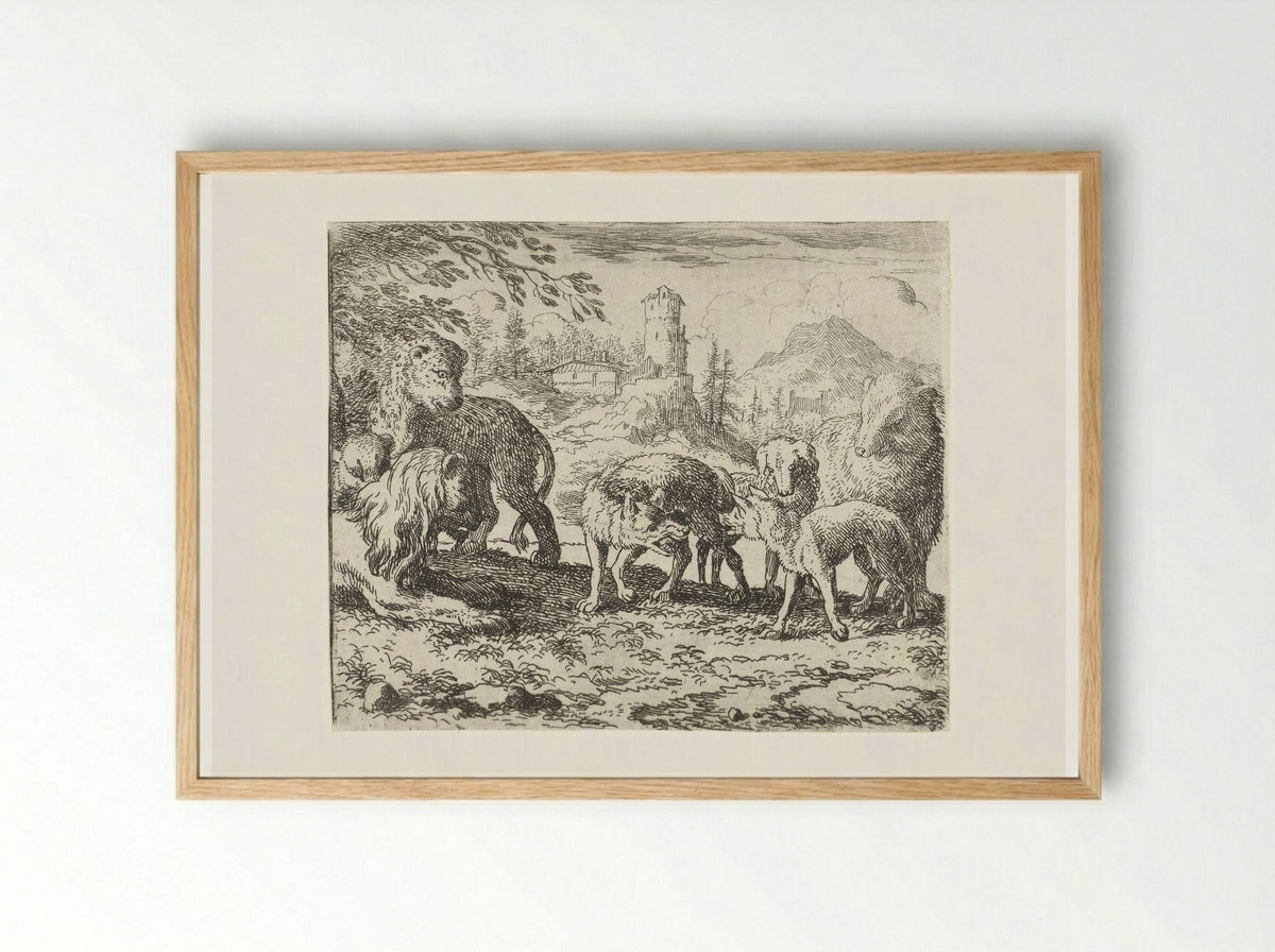 Reinaert de vos veroordeeld - Allaert van Everdingen - Framed Print Wood