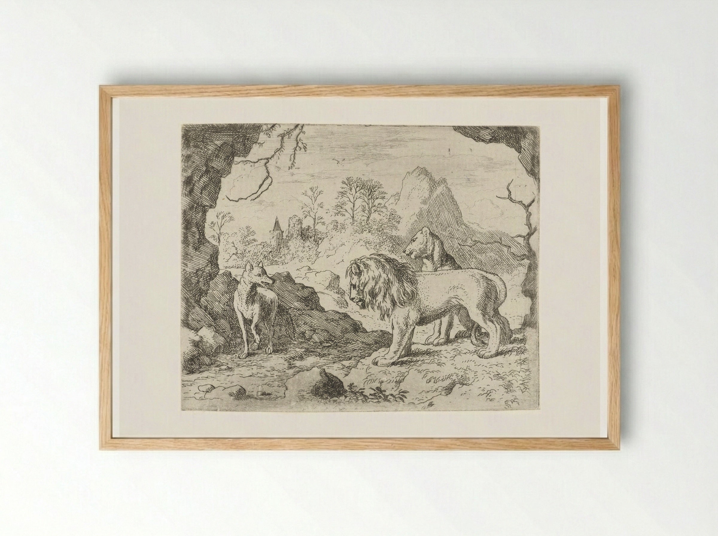 Reinaert de vos vertelt over de verborgen schat - Allaert van Everdingen - Framed Print Wood