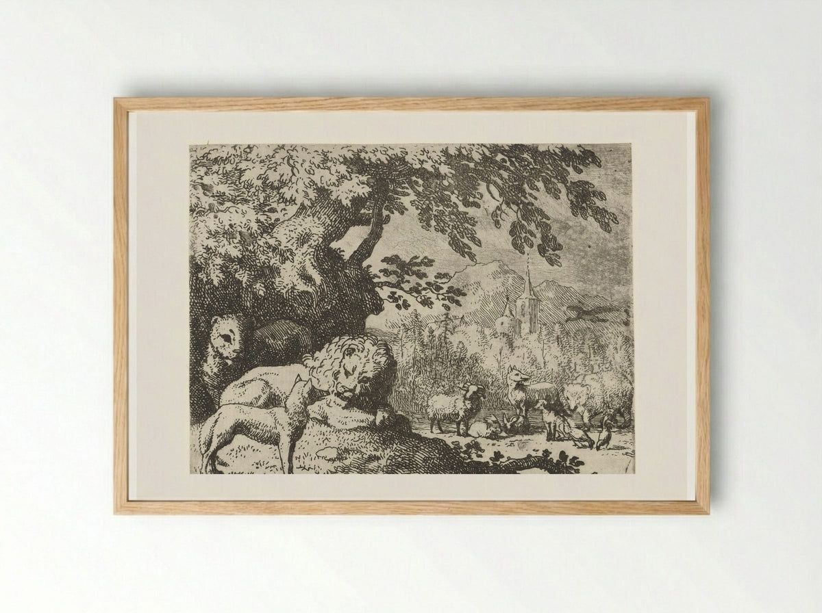 Reinaert de vos vervolgt zijn verhaal - Allaert van Everdingen - Framed Print Wood