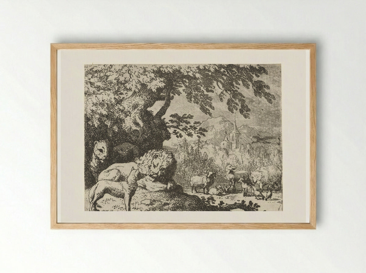 Reinaert de vos vervolgt zijn verhaal - Allaert van Everdingen - Framed Print Wood