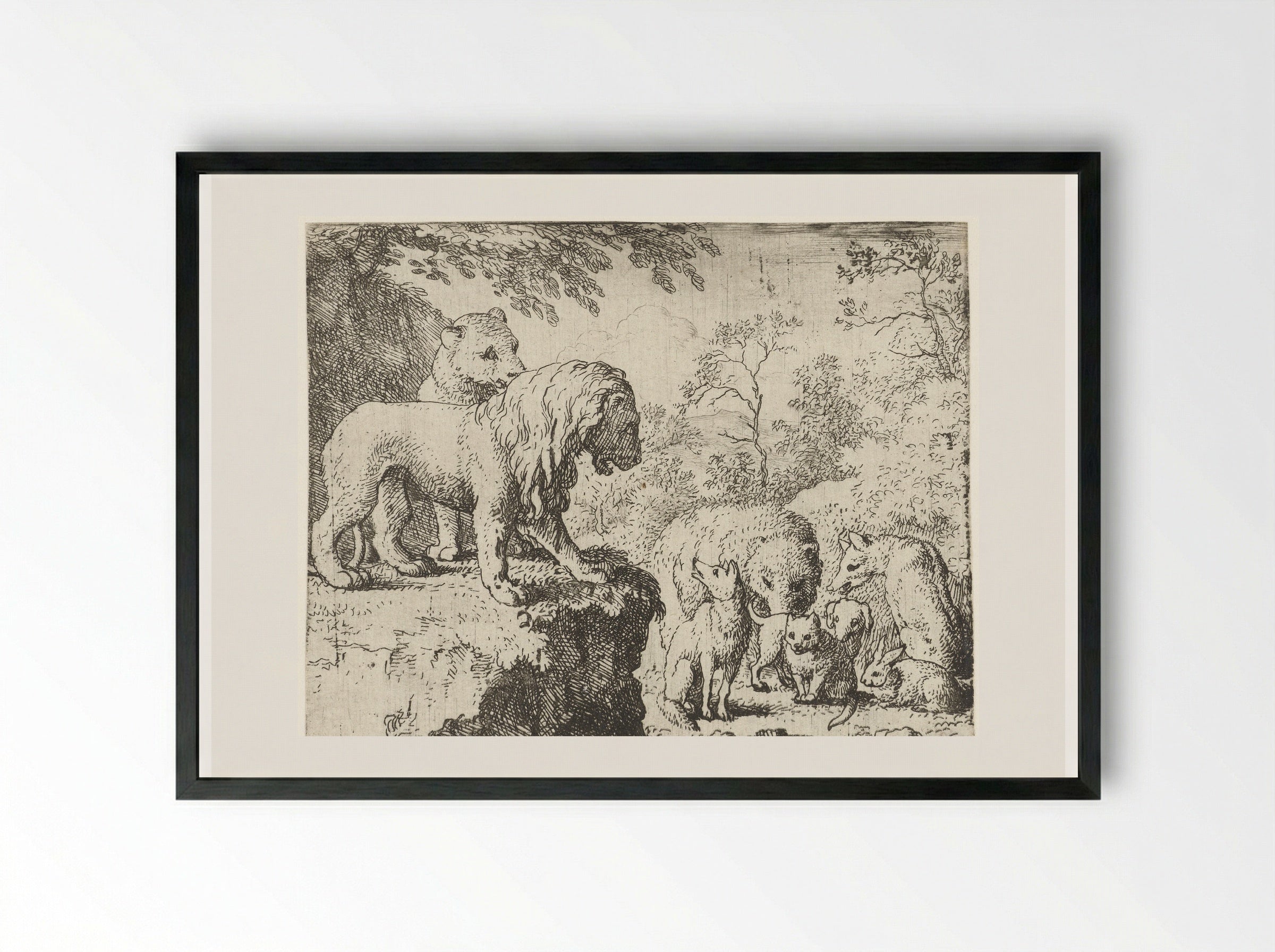Reinaert de vos wordt vrijgesproken - Allaert van Everdingen - Framed Print Black