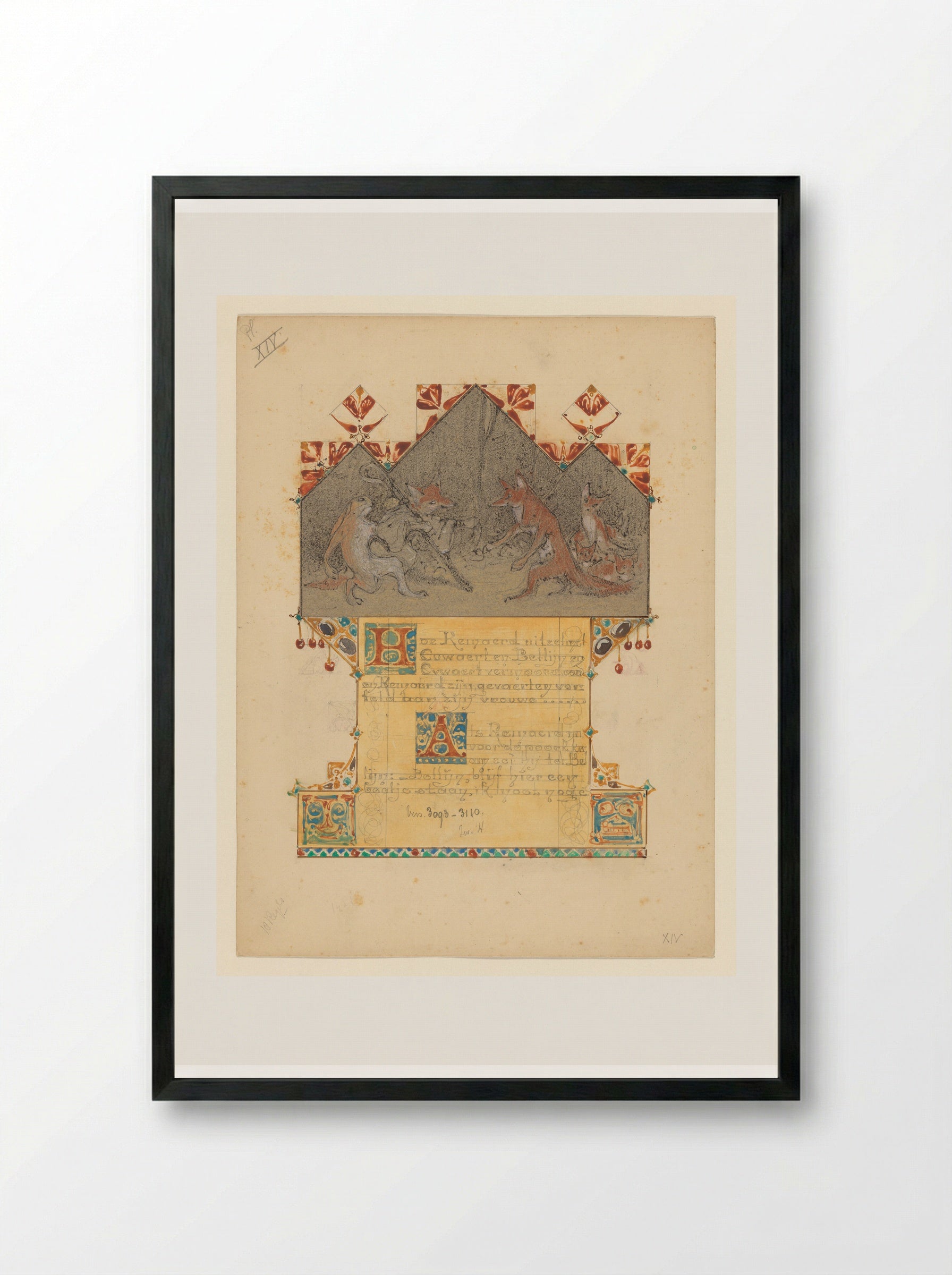 Reinaert komt als pelgrim bij zijn vrouw Hermelijn - Bernard Willem Wierink - Framed Print Black