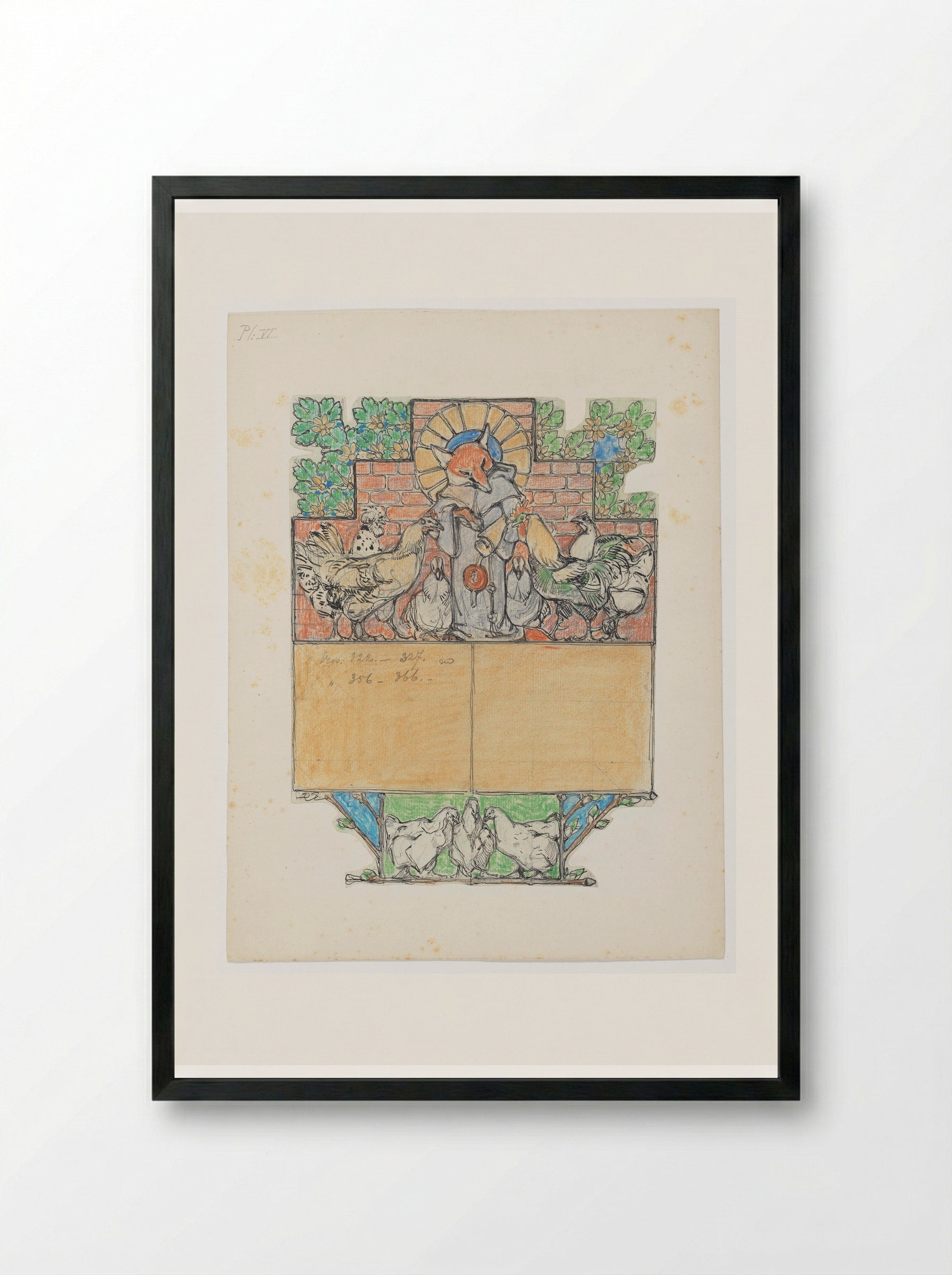 Reinaert met een brief bij Canteclaer en zijn gezin - Bernard Willem Wierink - Framed Print Black