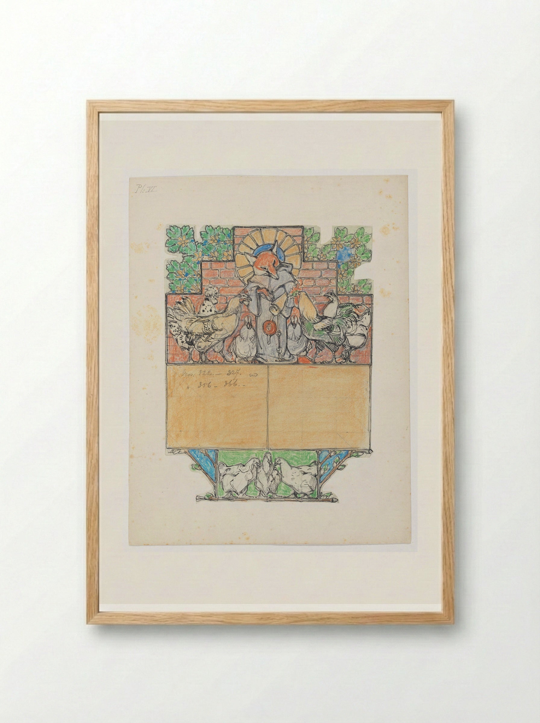 Reinaert met een brief bij Canteclaer en zijn gezin - Bernard Willem Wierink - Framed Print Wood