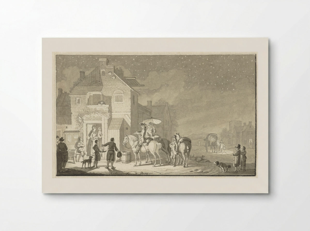 Reisgezelschap voor herberg bij avond - Nicolaes Aartman - Poster