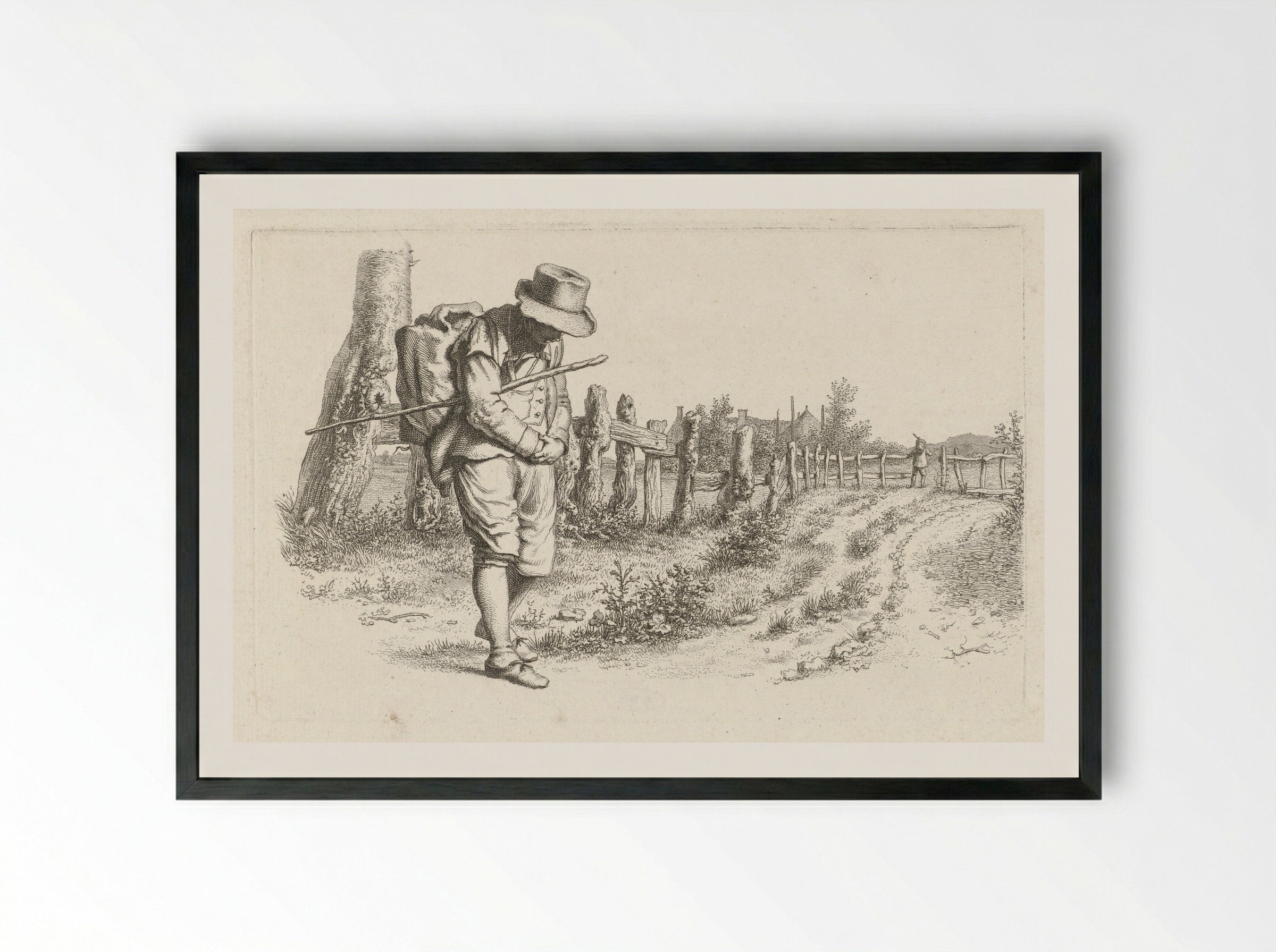 Reiziger op een landweg - Jacob Ernst Marcus - Framed Print Black