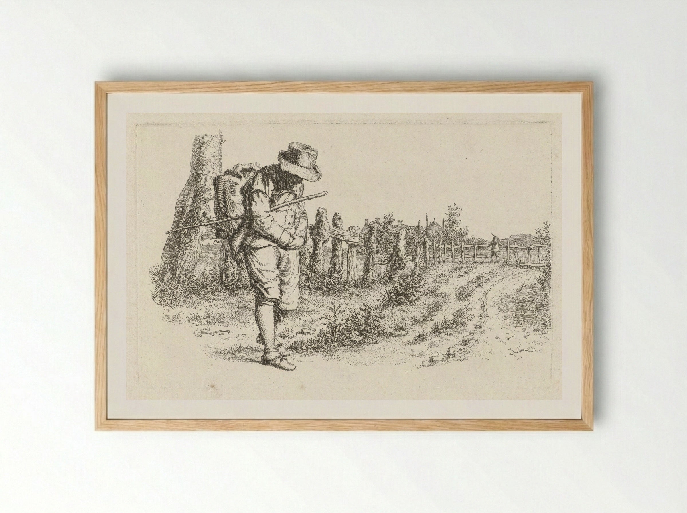 Reiziger op een landweg - Jacob Ernst Marcus - Framed Print Wood