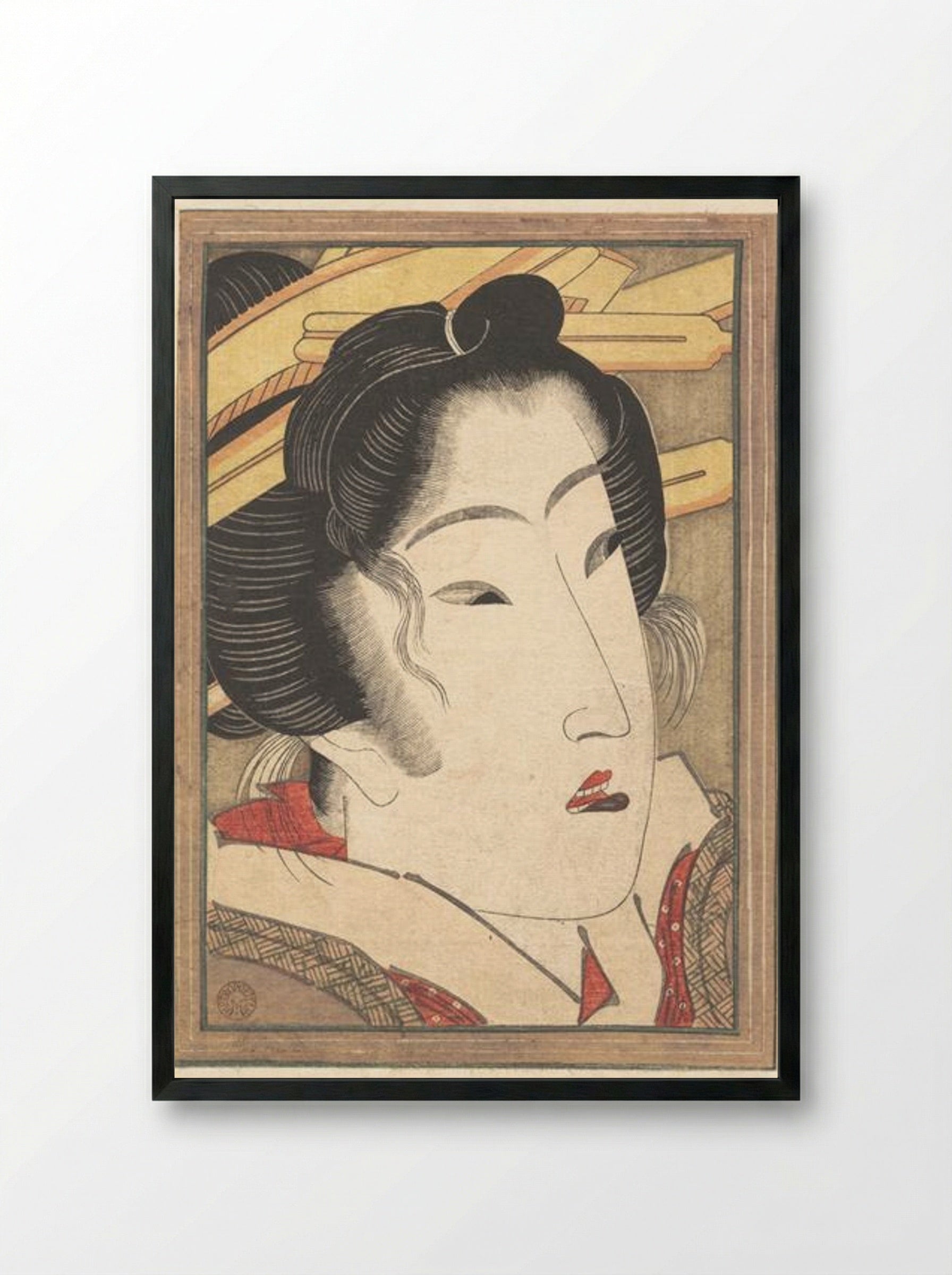 Rejected Geisha from Passions Cooled by Springtime Snow - Keisai Eisen - Framed Print Black