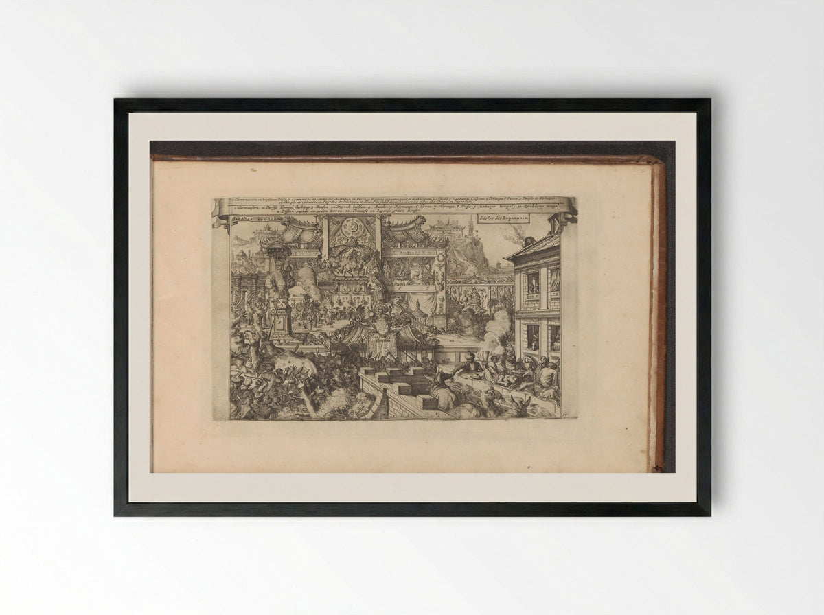 Religie in Japan - Romeyn de Hooghe - Framed Print Black