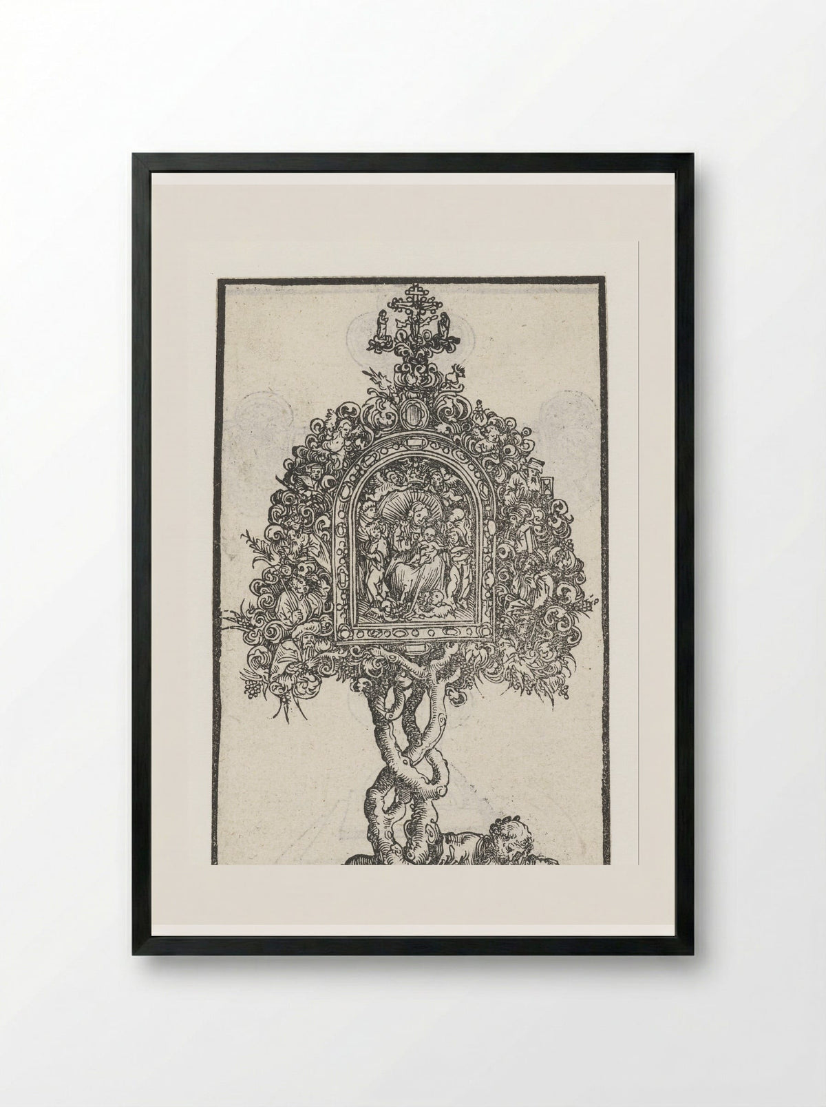 Reliquary with the Tree of Jesse and the Virgin and Child - Lucas Cranach the Elder - Framed Print Black