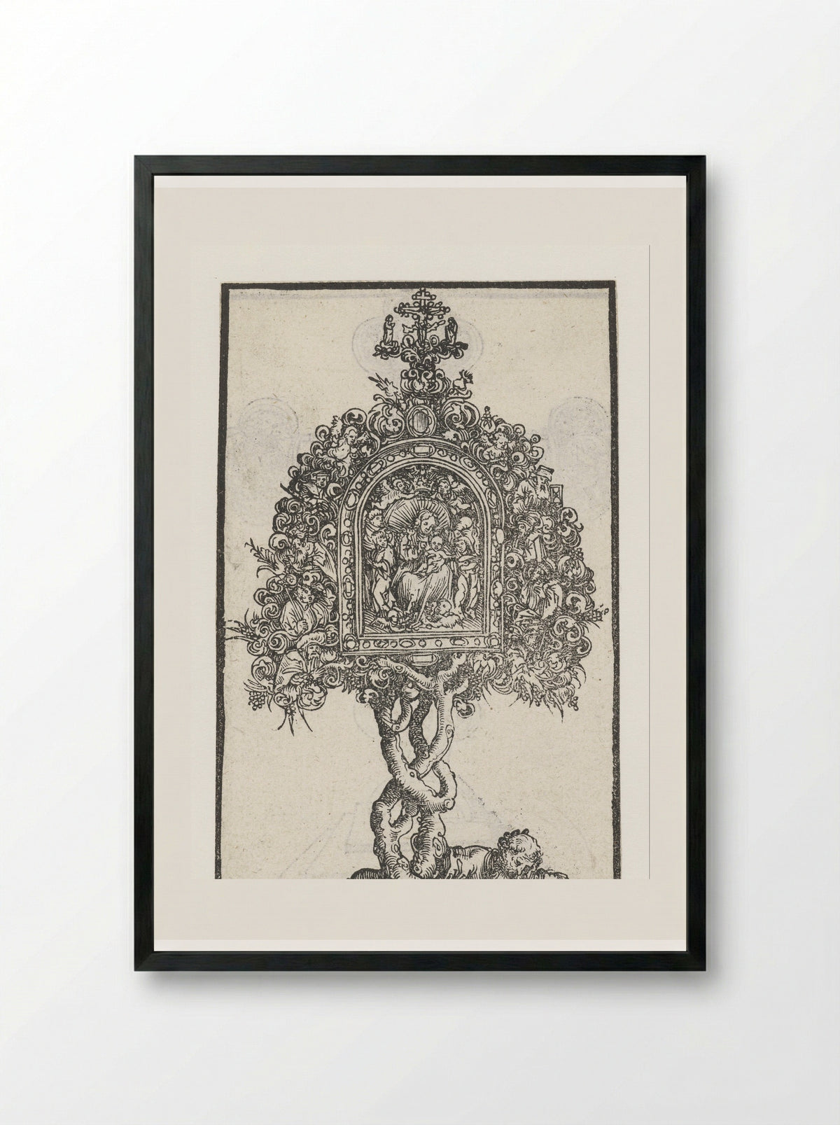 Reliquary with the Tree of Jesse and the Virgin and Child - Lucas Cranach the Elder - Framed Print Black